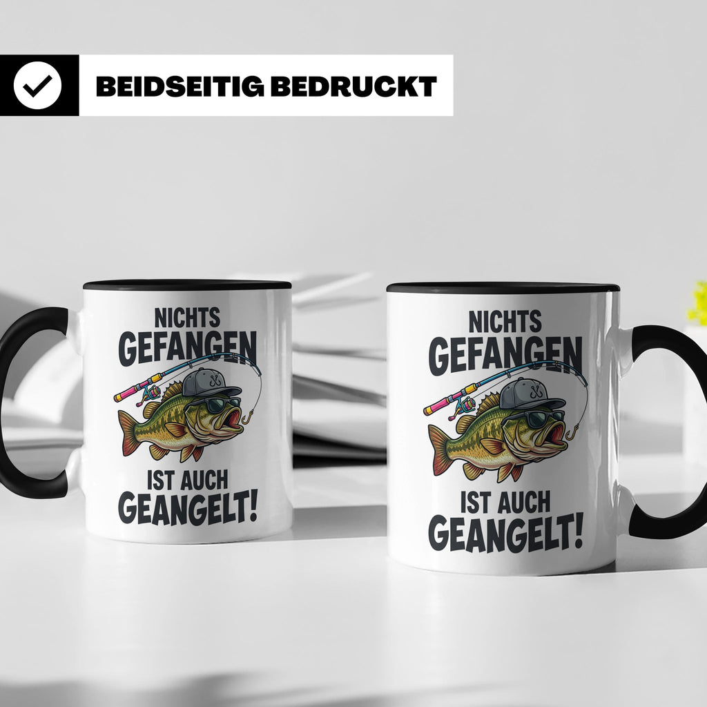 Angler Tasse Nichts gefangen ist auch geangelt lustiger Spru – Schwarz [farbe:schwarz]