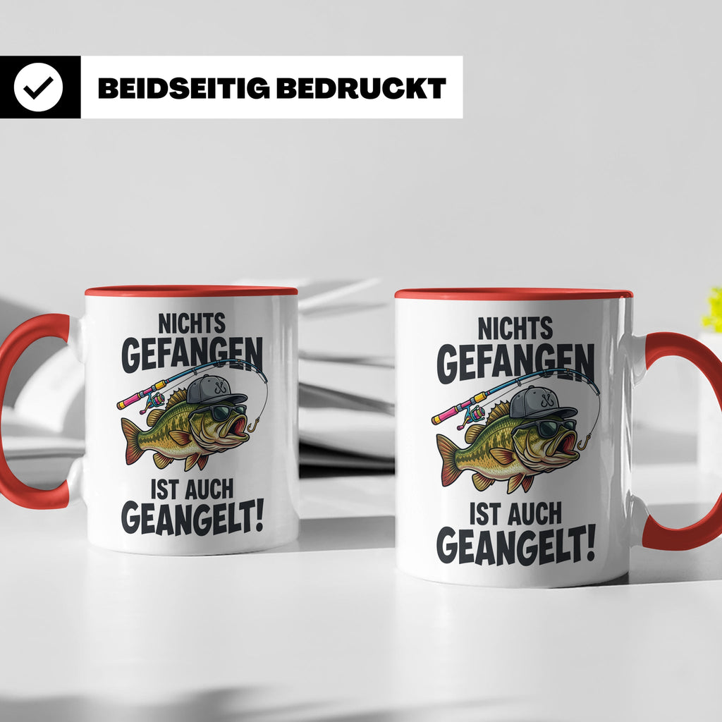 Angler Tasse Nichts gefangen ist auch geangelt lustiger Spru – Rot [farbe:rot]