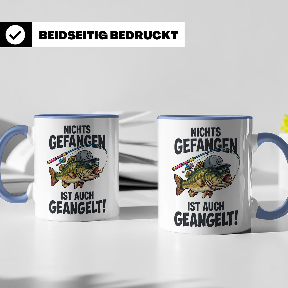Angler Tasse Nichts gefangen ist auch geangelt lustiger Spru – Blau [farbe:blau]