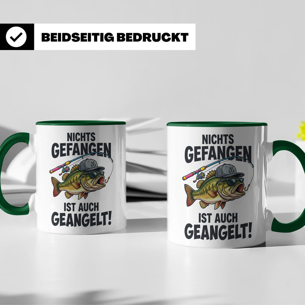 Angler Tasse Nichts gefangen ist auch geangelt lustiger Spru – Grün [farbe:grün]