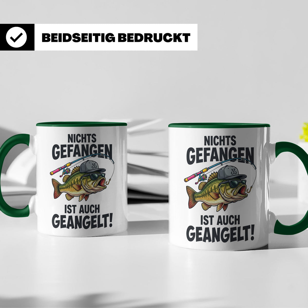 Angler Tasse Nichts gefangen ist auch geangelt lustiger Spru – Grün [farbe:grün]