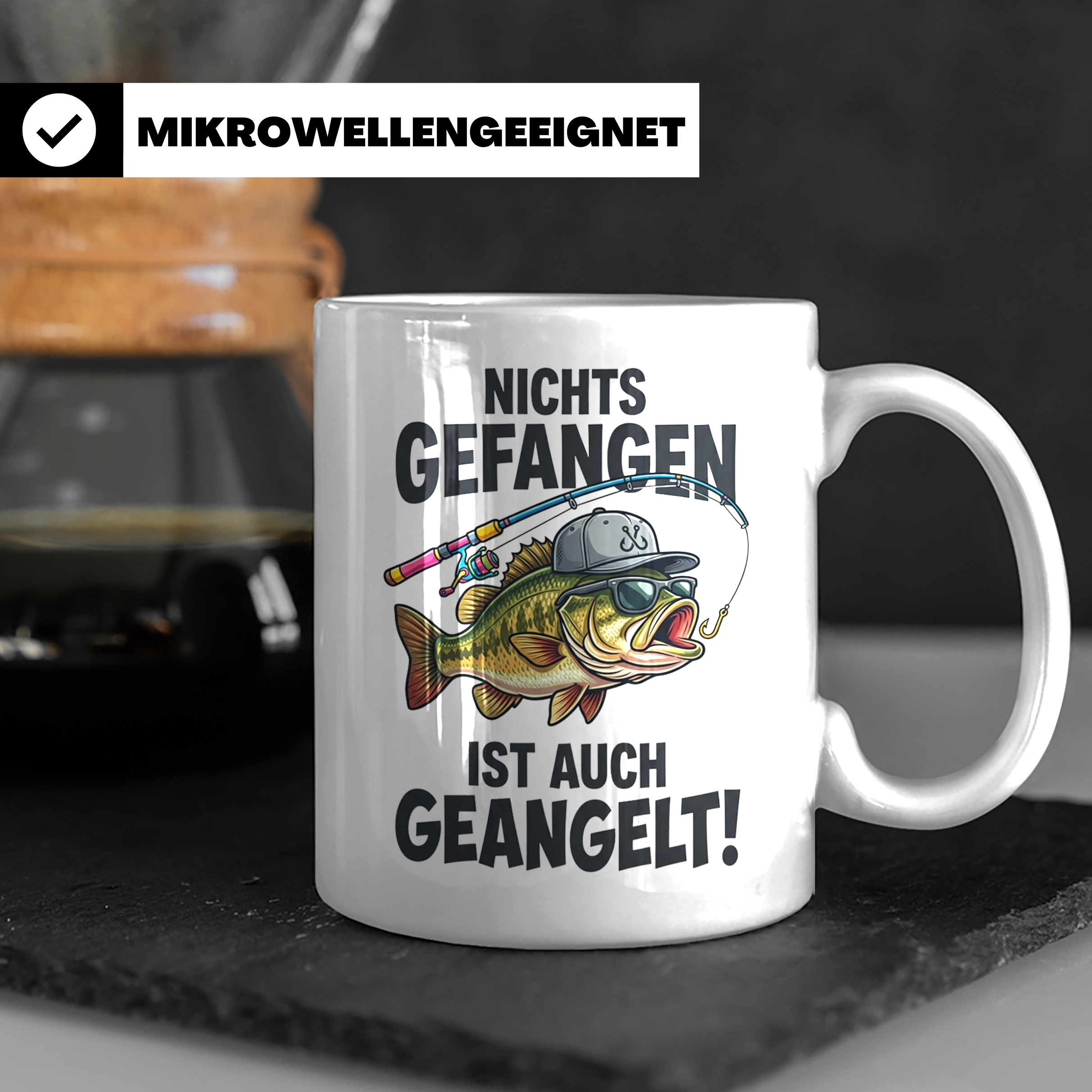 Angler Tasse Nichts gefangen ist auch geangelt lustiger Spru – Weiß [farbe:weiß]