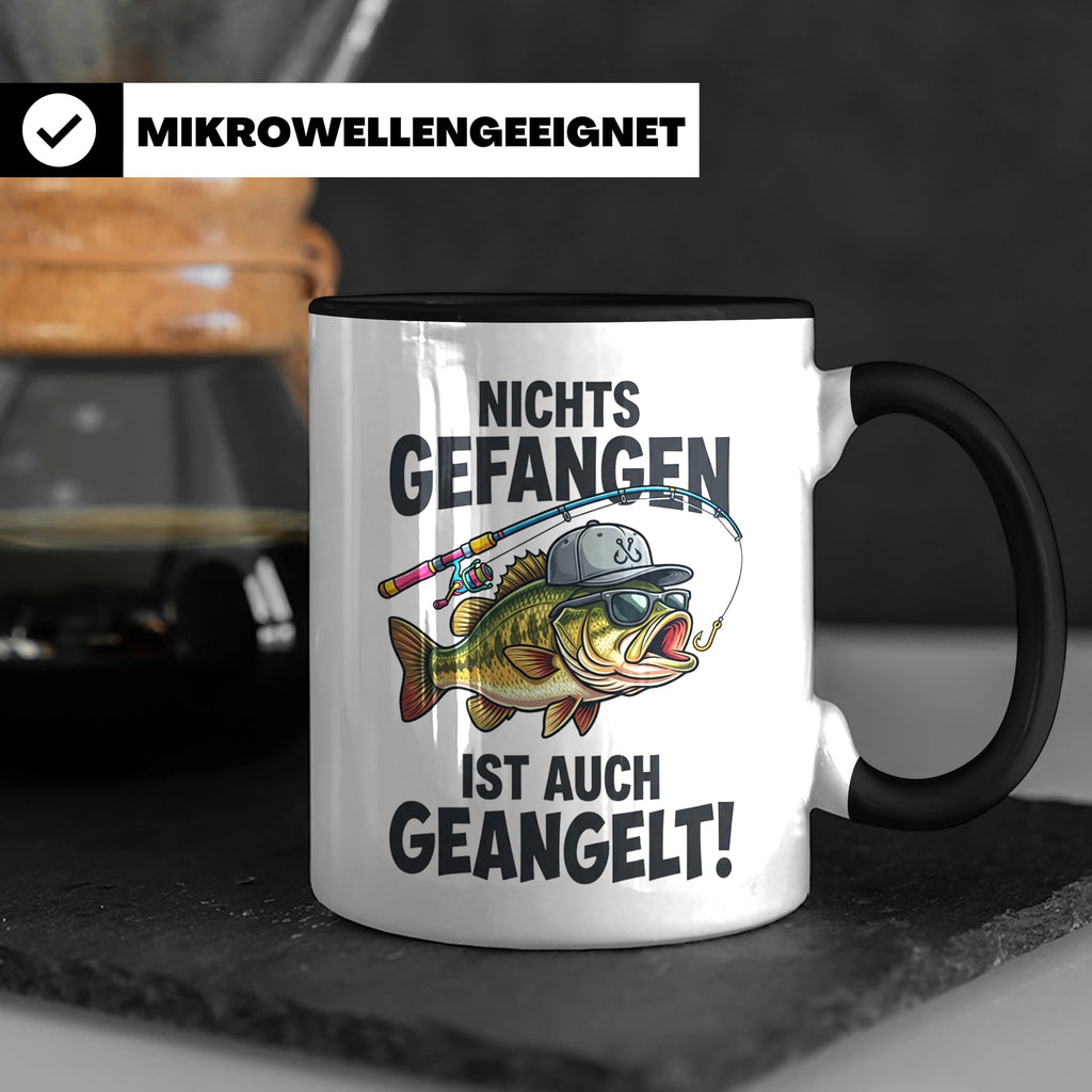Angler Tasse Nichts gefangen ist auch geangelt lustiger Spru – Schwarz [farbe:schwarz]
