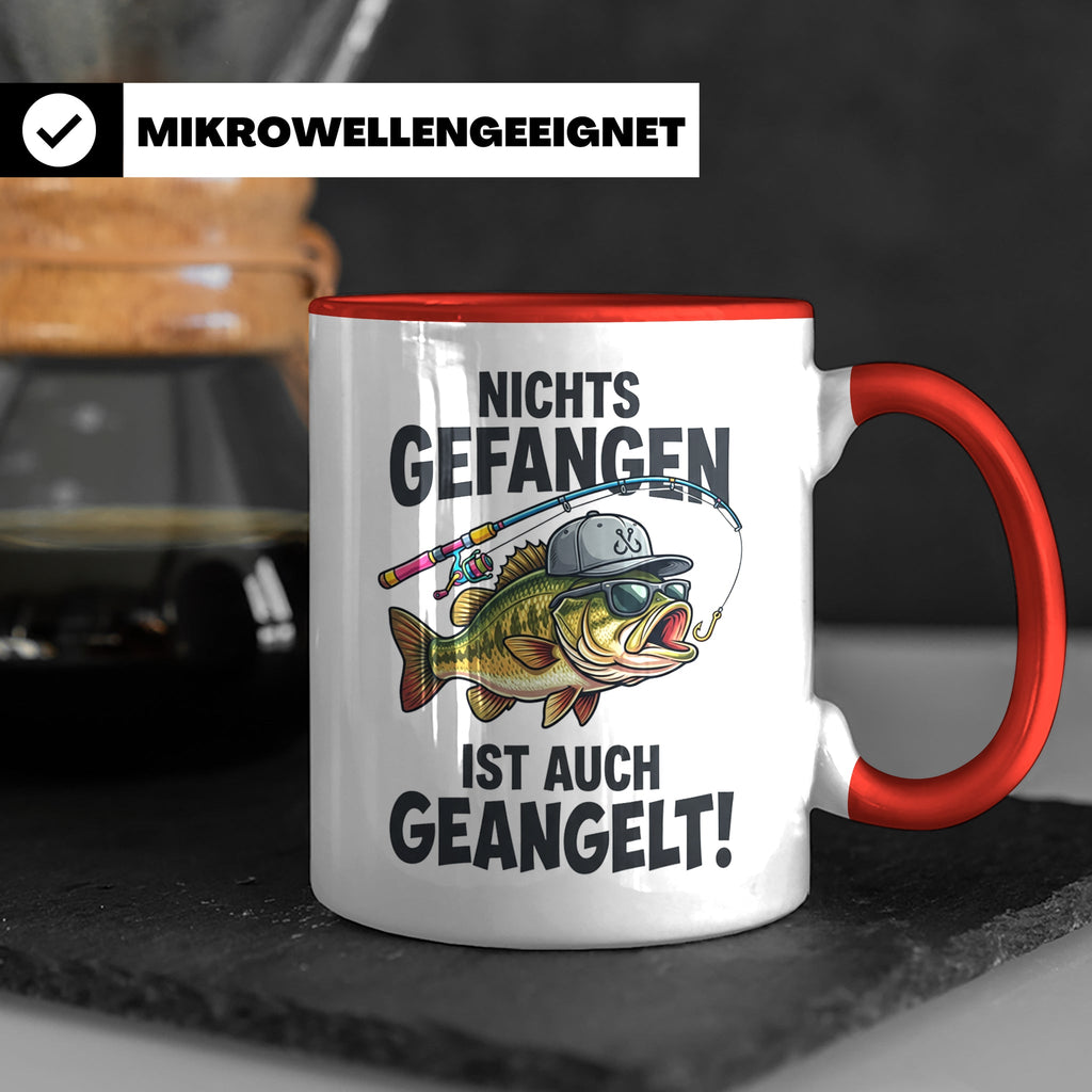 Angler Tasse Nichts gefangen ist auch geangelt lustiger Spru – Rot [farbe:rot]