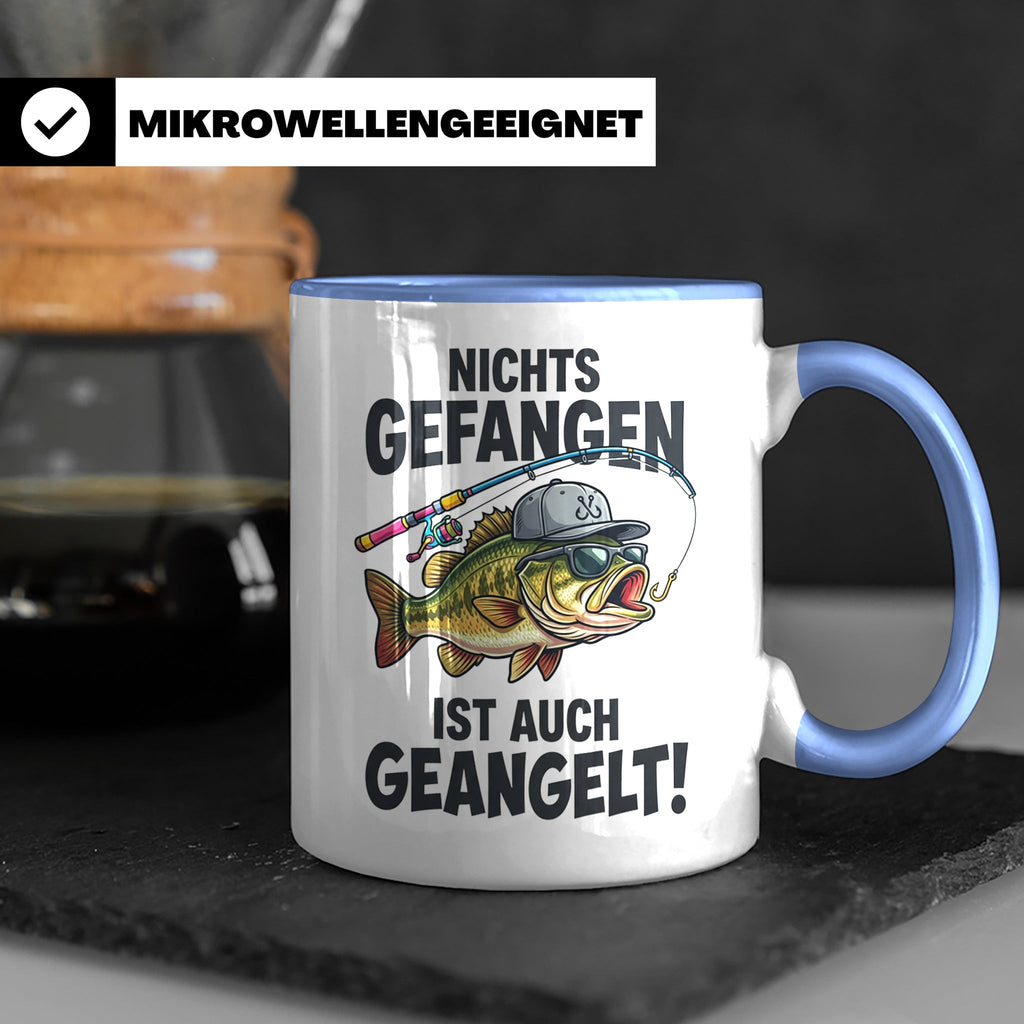 Angler Tasse Nichts gefangen ist auch geangelt lustiger Spru – Blau [farbe:blau]