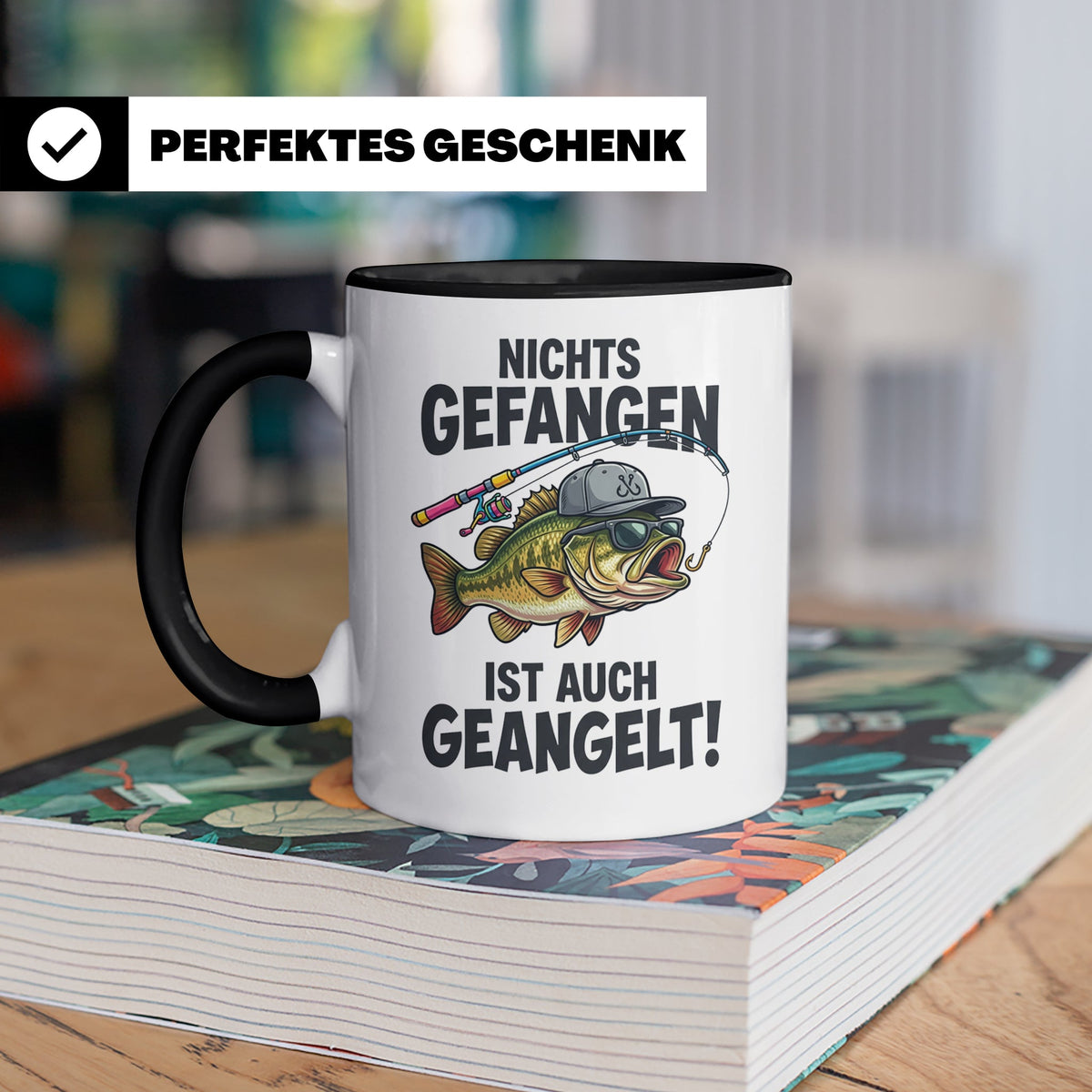 Angler Tasse Nichts gefangen ist auch geangelt lustiger Spru – Schwarz [farbe:schwarz]