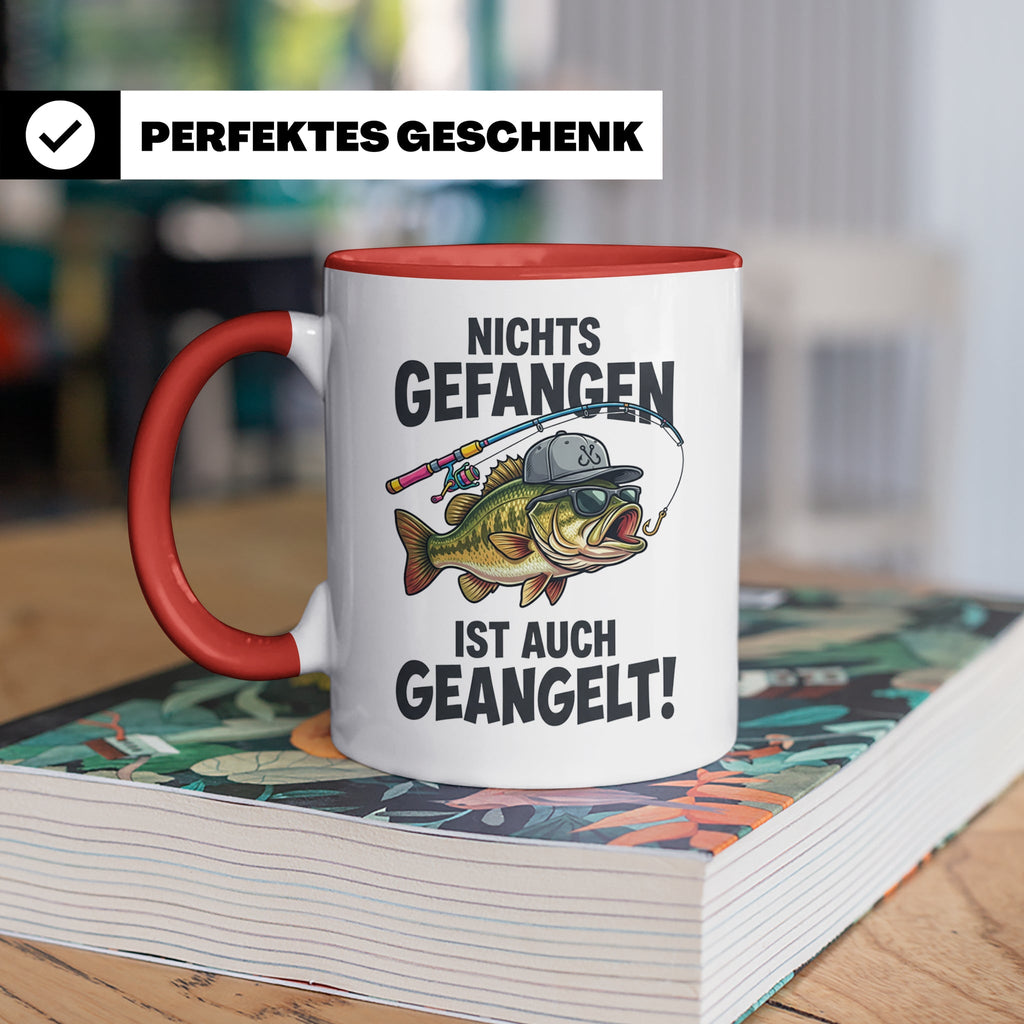 Angler Tasse Nichts gefangen ist auch geangelt lustiger Spru – Rot [farbe:rot]