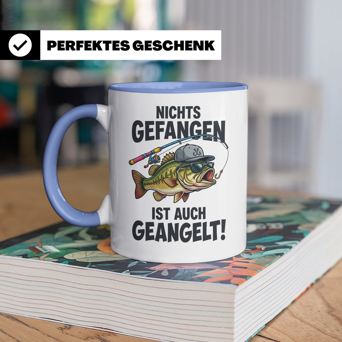 Angler Tasse Nichts gefangen ist auch geangelt lustiger Spru – Blau [farbe:blau]