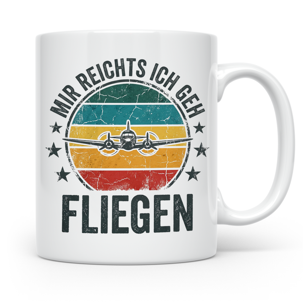 Piloten Tasse mit Spruch Mir reichts ich geh fliegen | Kaffe – Weiß [farbe:weiß]