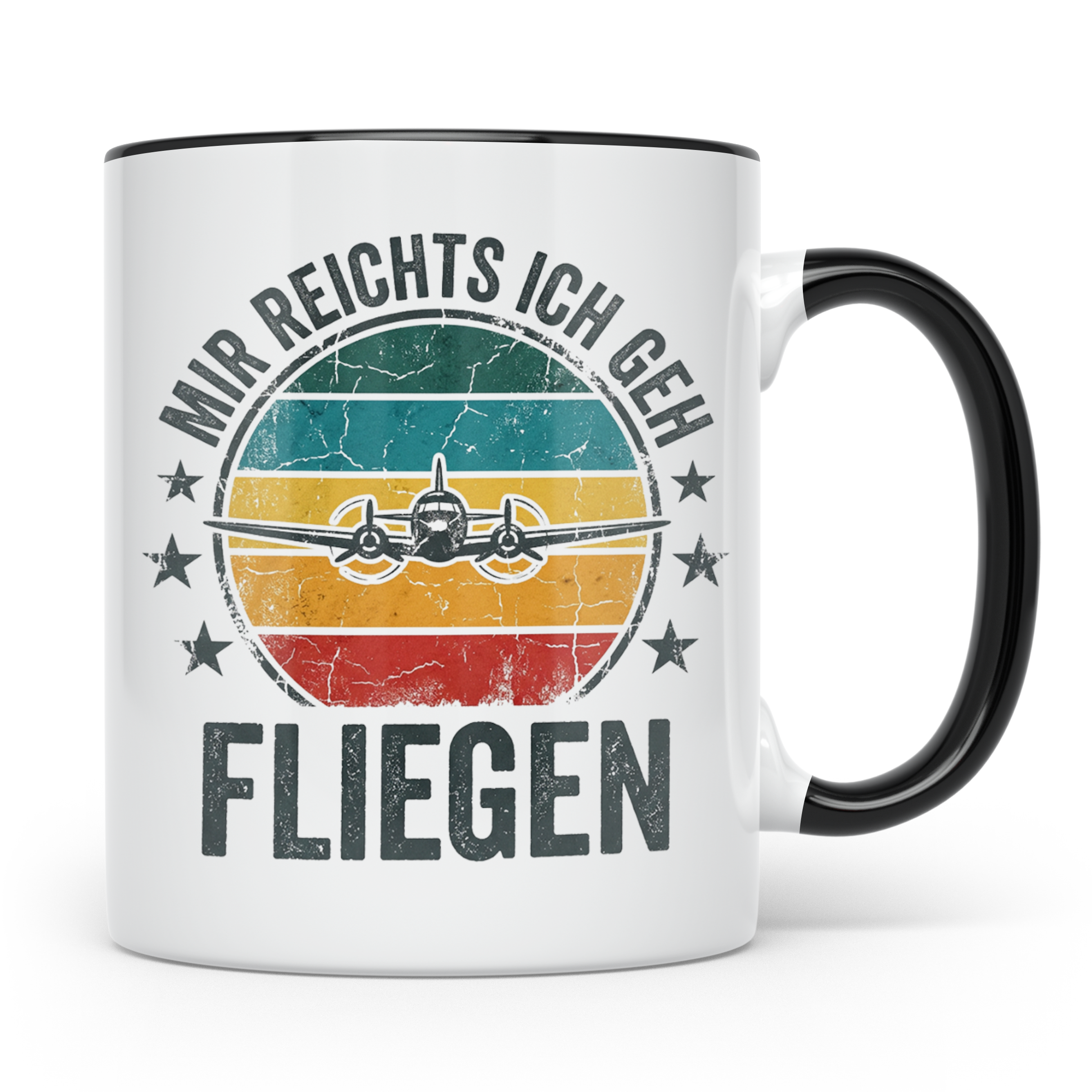 Piloten Tasse mit Spruch Mir reichts ich geh fliegen | Kaffe – Schwarz [farbe:schwarz]