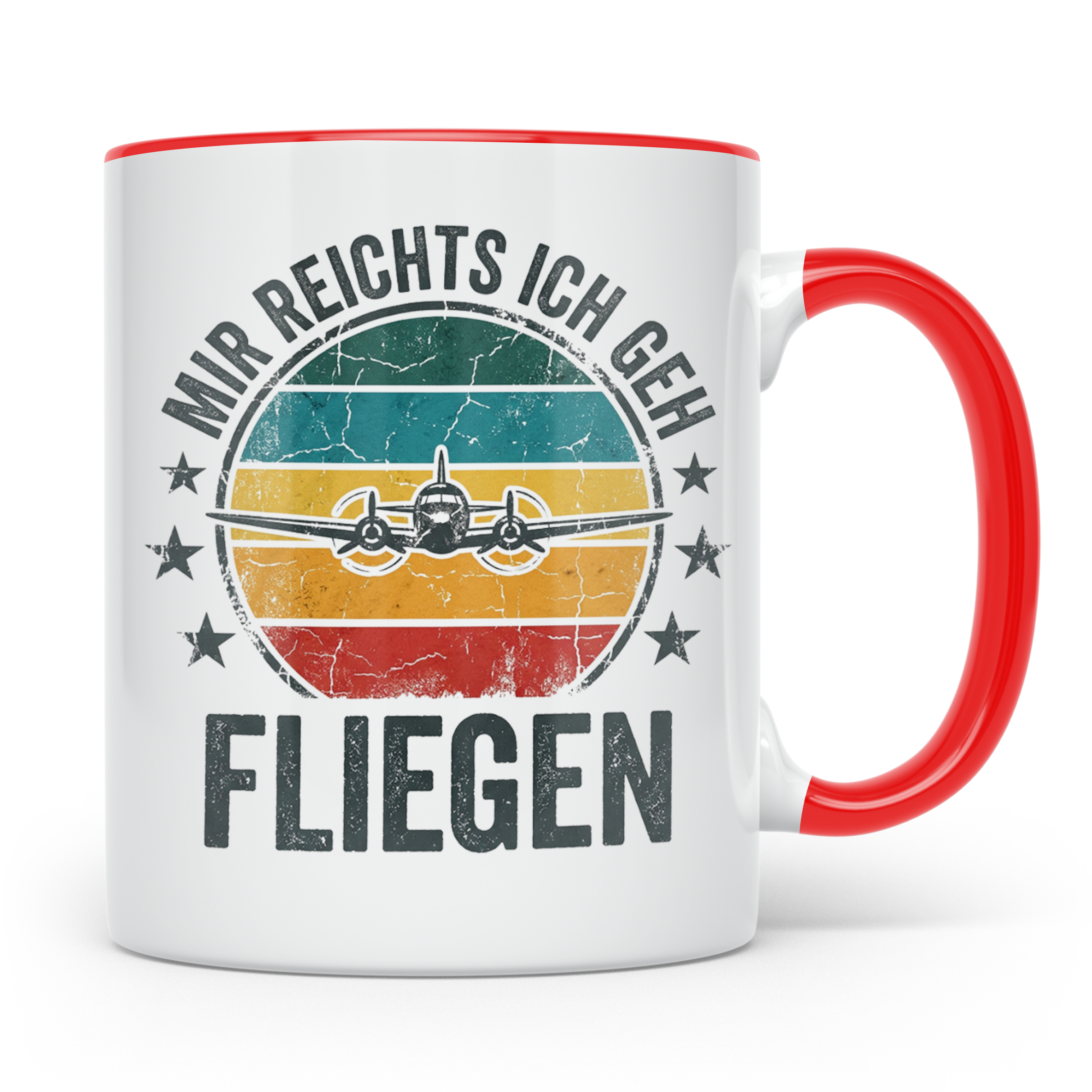 Piloten Tasse mit Spruch Mir reichts ich geh fliegen | Kaffe – Rot [farbe:rot]