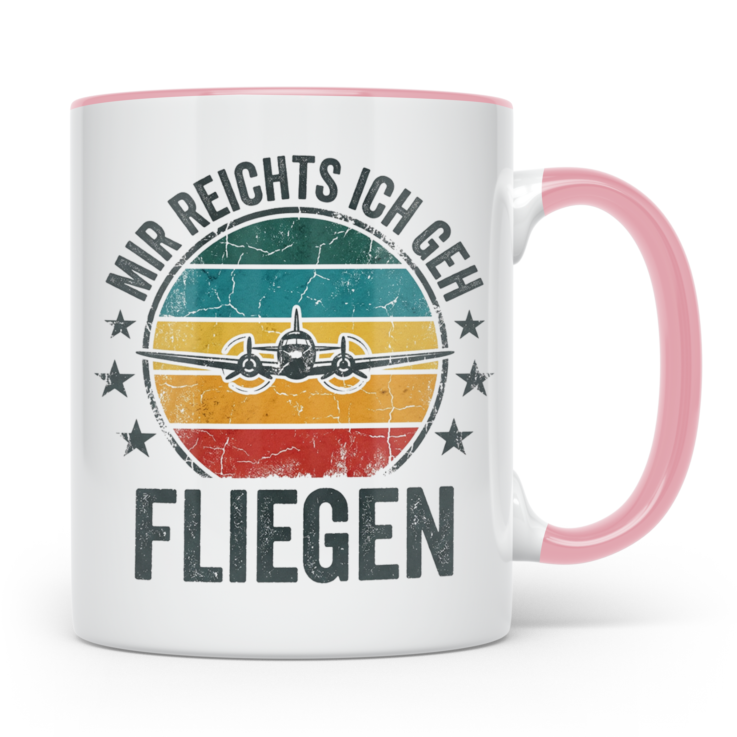 Piloten Tasse mit Spruch Mir reichts ich geh fliegen | Kaffe – Rosa [farbe:rosa]