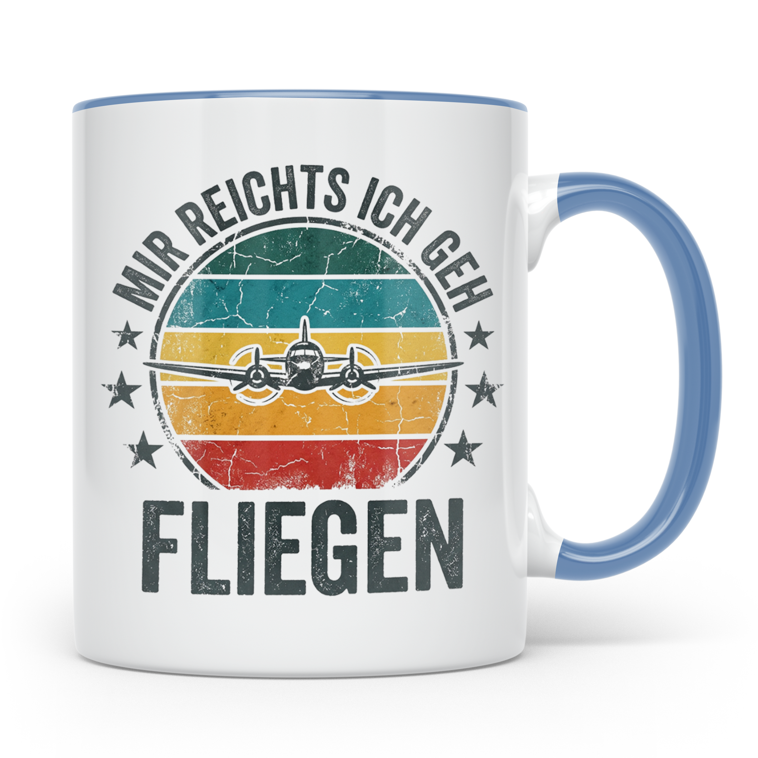 Piloten Tasse mit Spruch Mir reichts ich geh fliegen | Kaffe – Blau [farbe:blau]