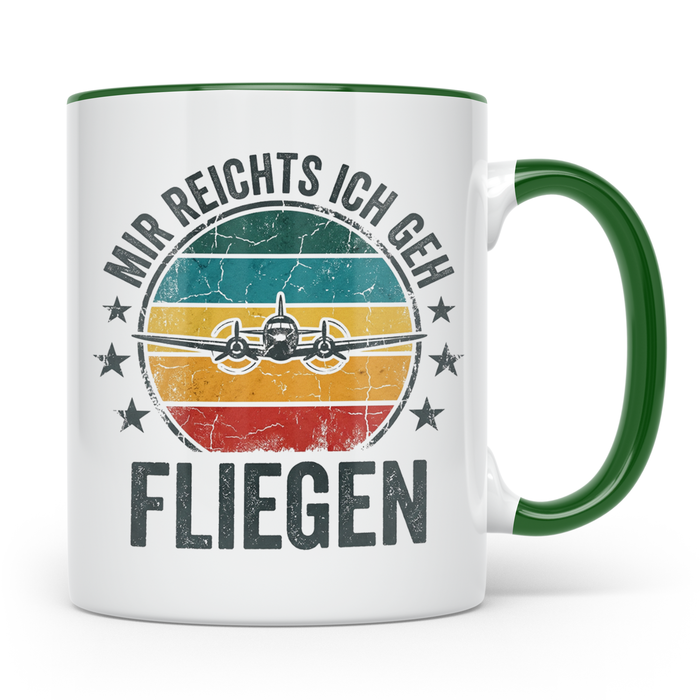 Piloten Tasse mit Spruch Mir reichts ich geh fliegen | Kaffe – Grün [farbe:grün]