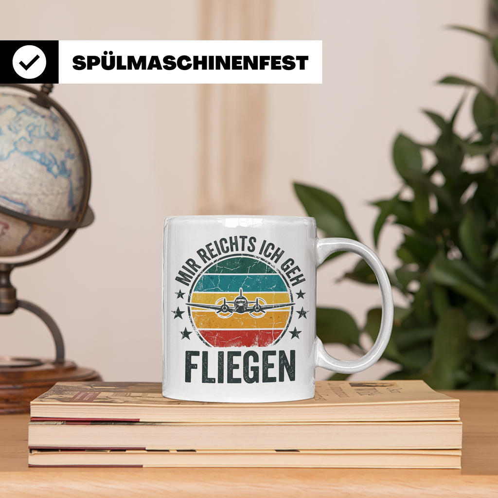 Piloten Tasse mit Spruch Mir reichts ich geh fliegen | Kaffe – Weiß [farbe:weiß]