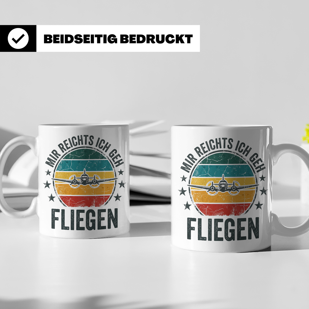 Piloten Tasse mit Spruch Mir reichts ich geh fliegen | Kaffe – Weiß [farbe:weiß]