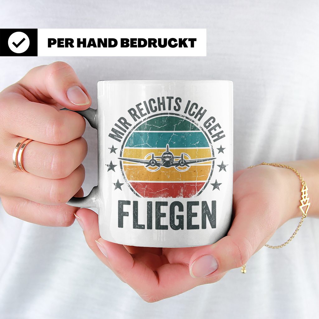 Piloten Tasse mit Spruch Mir reichts ich geh fliegen | Kaffe – Weiß [farbe:weiß]
