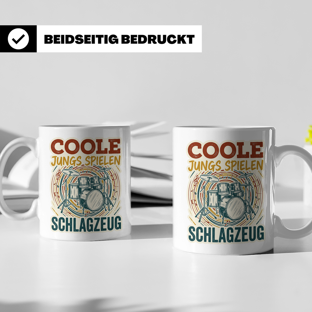 Schlagzeug Tasse Coole Jungs spielen Schlagzeug Drummer Gesc – Weiß [farbe:weiß]