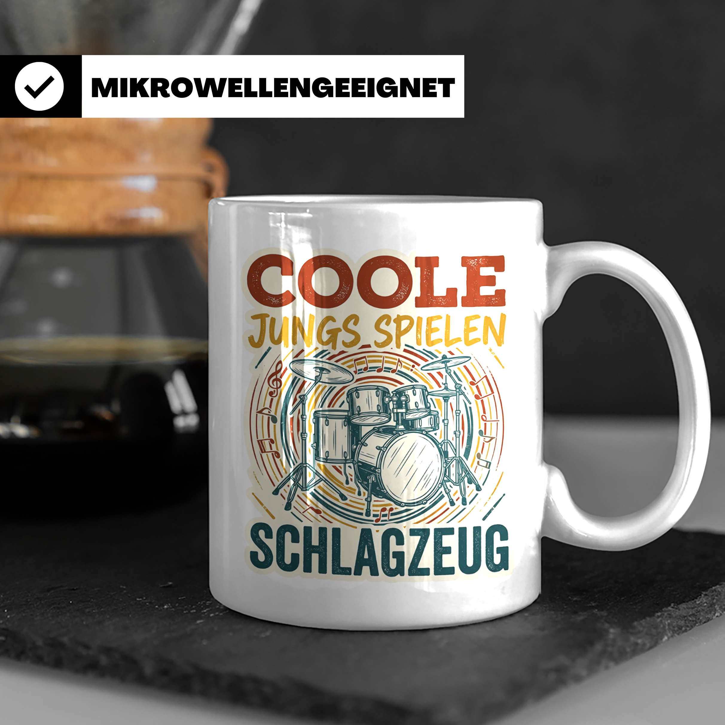 Schlagzeug Tasse Coole Jungs spielen Schlagzeug Drummer Gesc – Weiß [farbe:weiß]