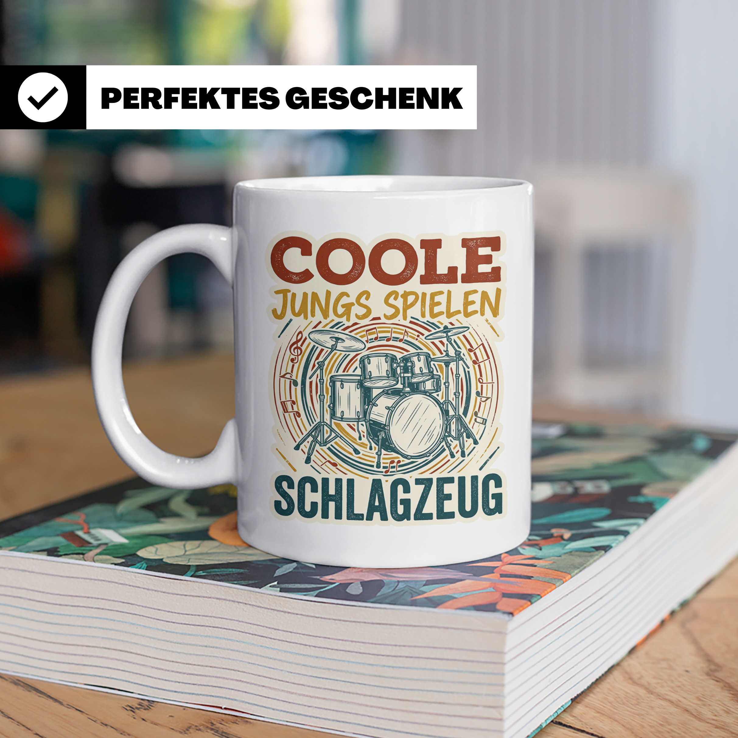 Schlagzeug Tasse Coole Jungs spielen Schlagzeug Drummer Gesc – Weiß [farbe:weiß]