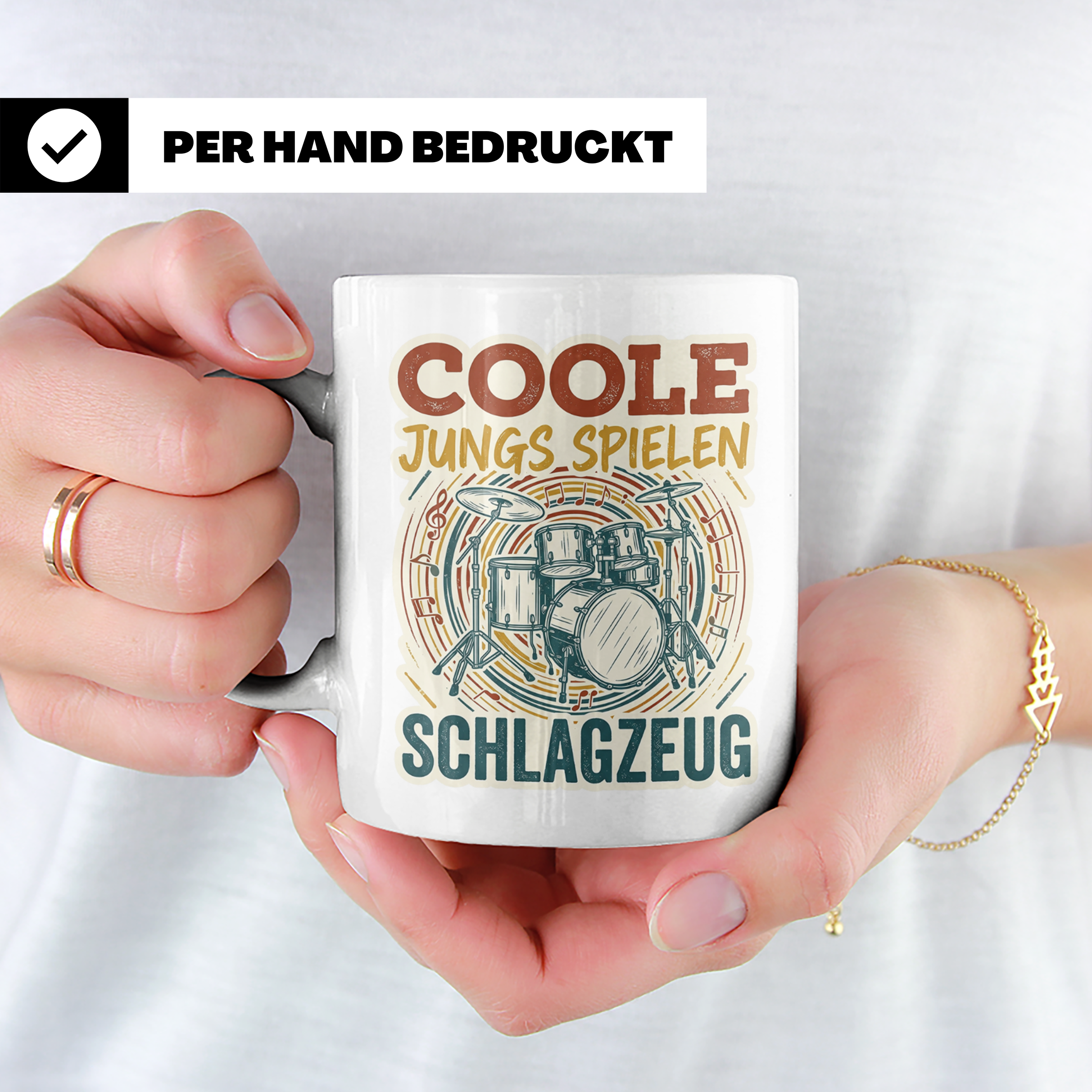 Schlagzeug Tasse Coole Jungs spielen Schlagzeug Drummer Gesc – Weiß [farbe:weiß]