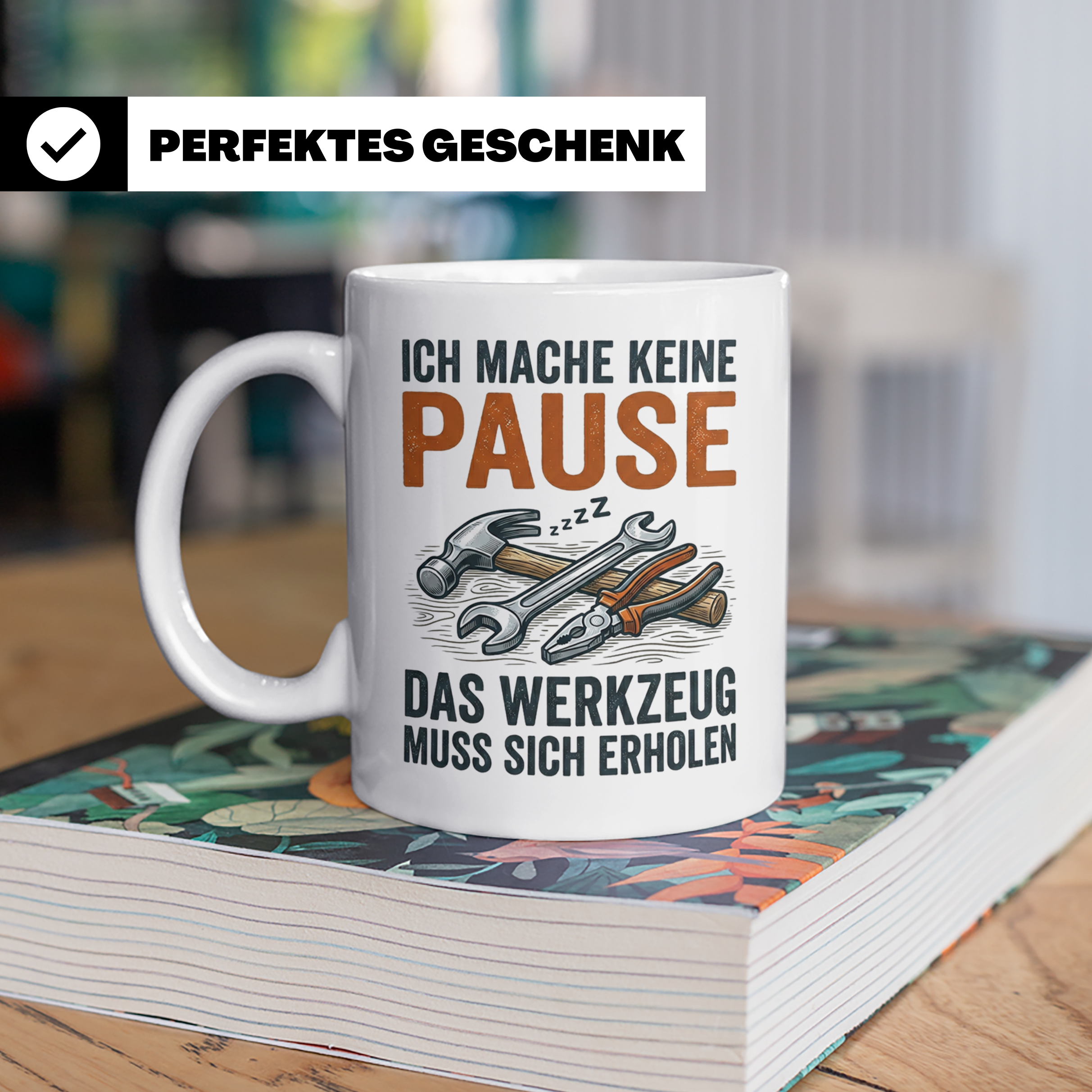 Handwerker Tasse lustig mit Spruch Ich mache keine Pause Wer – Weiß [farbe:weiß]