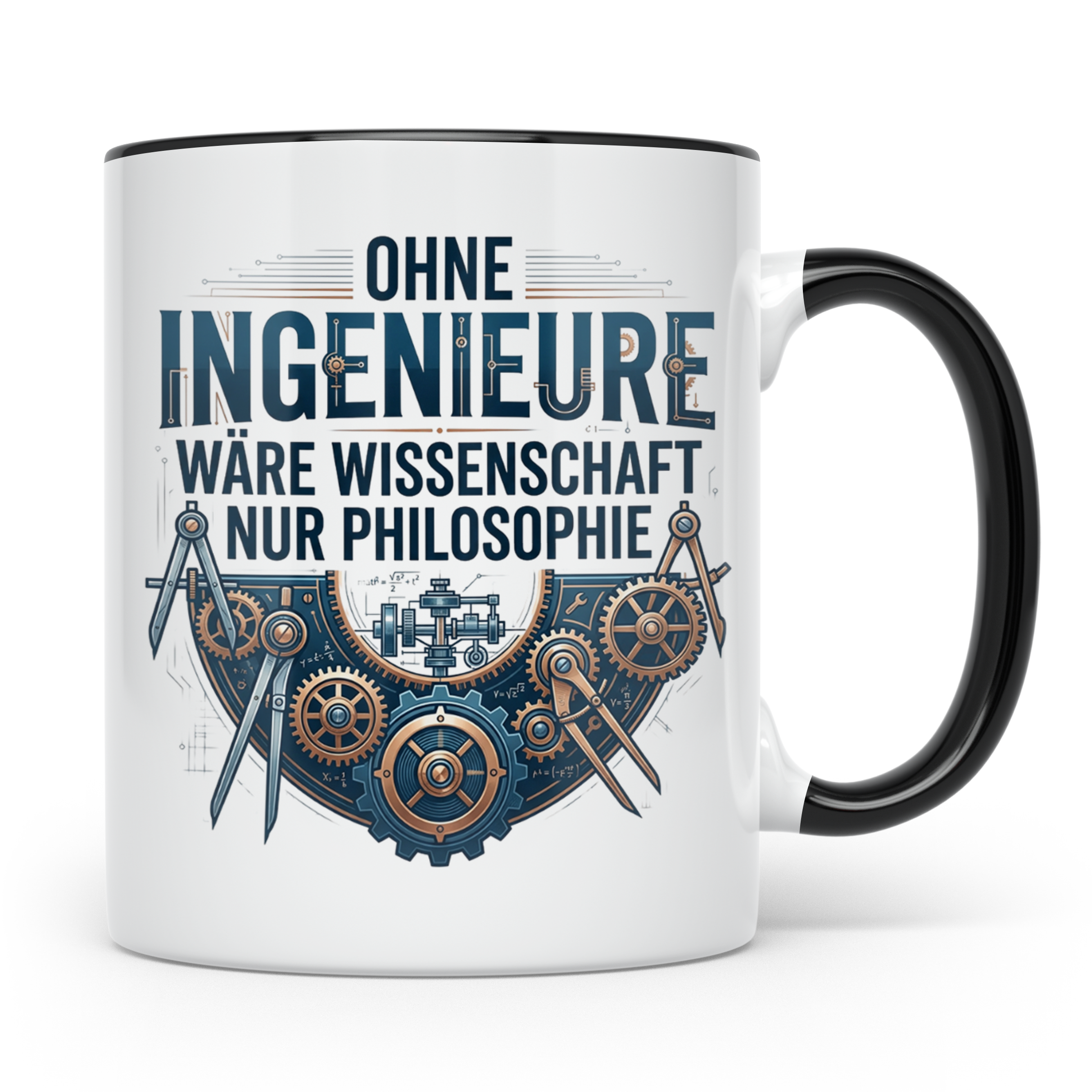 Ingenieur Tasse mit Spruch Ohne Ingenieure wäre Wissenschaft – Schwarz [farbe:schwarz]