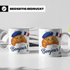 Croissant Tasse mit Bonjour Spruch, Kawaii Frankreich Design – Weiß [farbe:weiß]