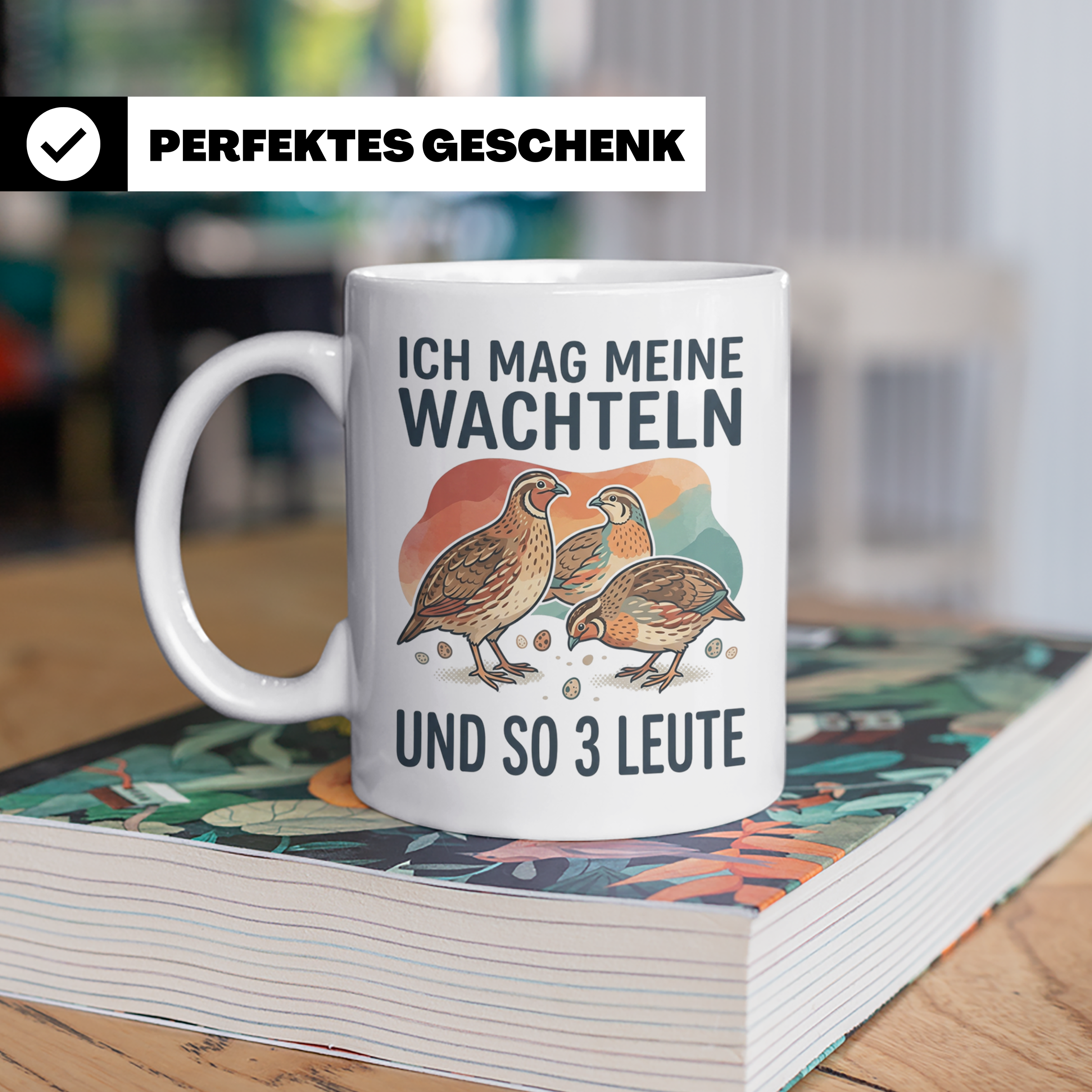 Wachtel Tasse mit Spruch Ich mag meine Wachteln und so 3 Leu – Weiß [farbe:weiß]