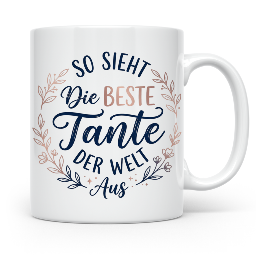 Beste Tante Tasse mit Spruch So sieht die beste Tante aus |  – Weiß [farbe:weiß]