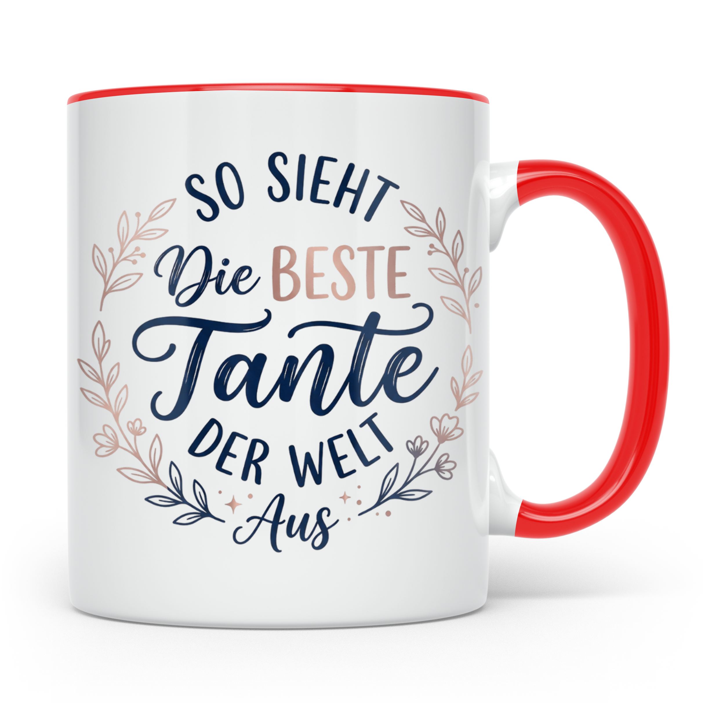 Beste Tante Tasse mit Spruch So sieht die beste Tante aus |  – Rot [farbe:rot]