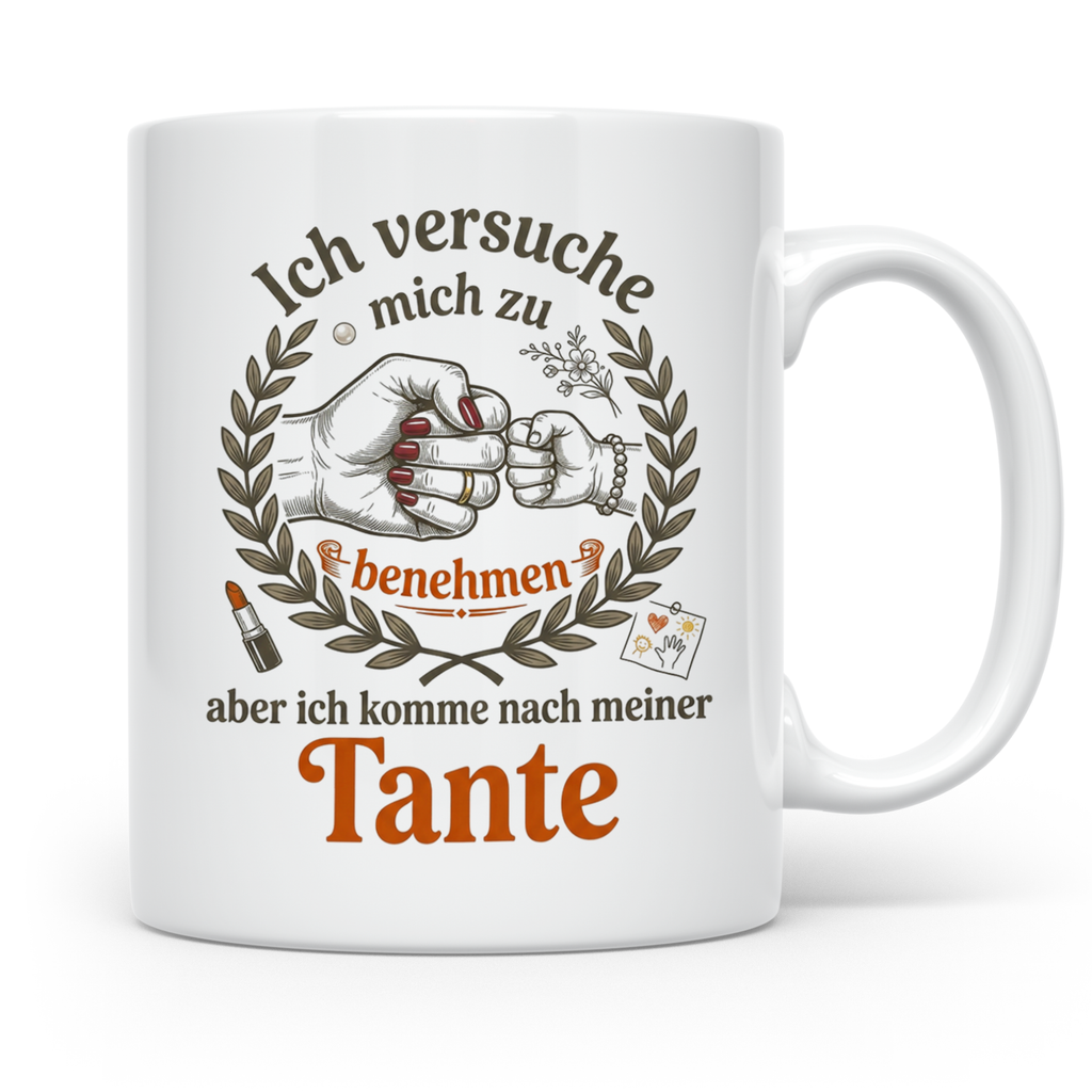 Tante Tasse mit Spruch 'Ich komme nach meiner Tante' Lustige – Weiß [farbe:weiß]
