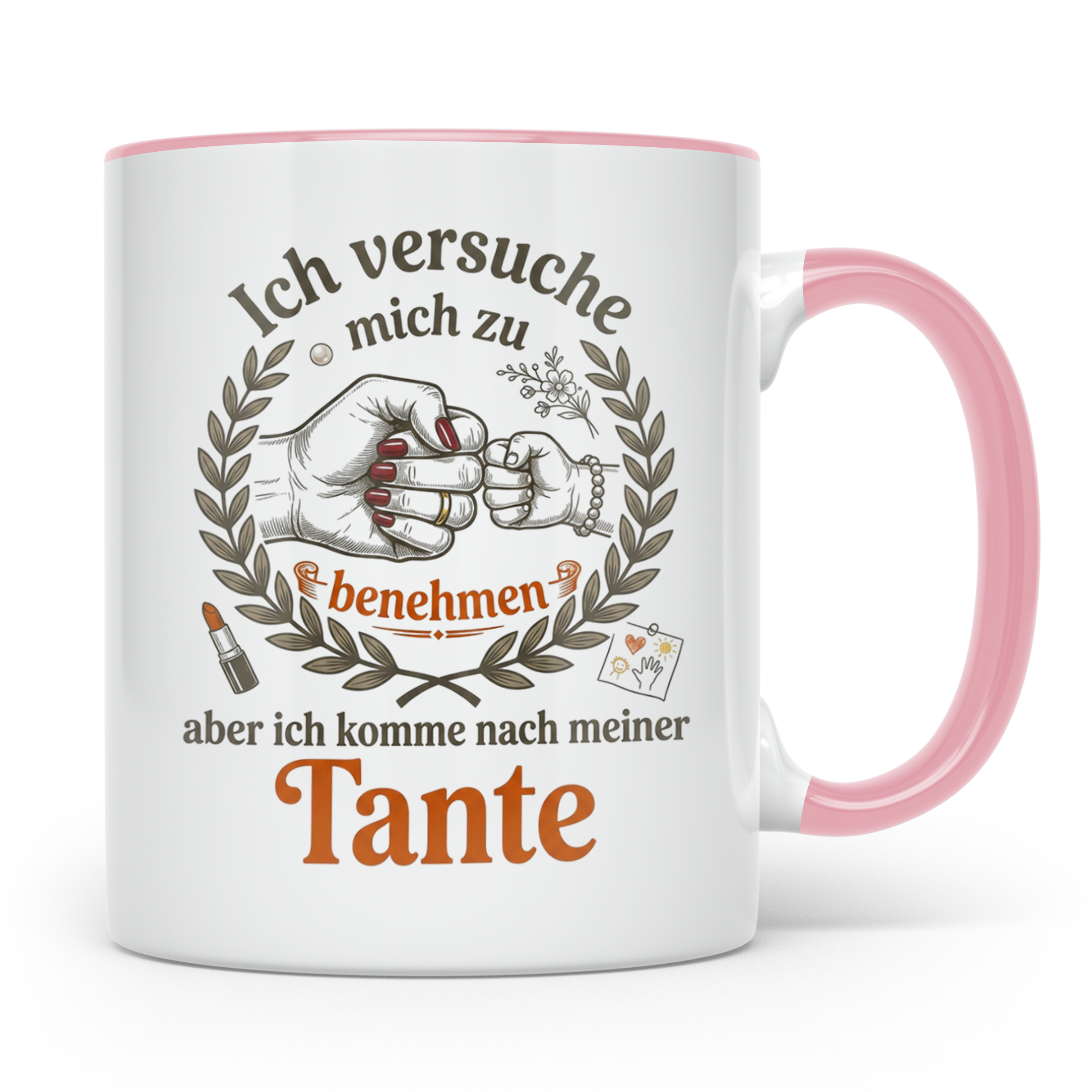 Tante Tasse mit Spruch 'Ich komme nach meiner Tante' Lustige – Rosa [farbe:rosa]