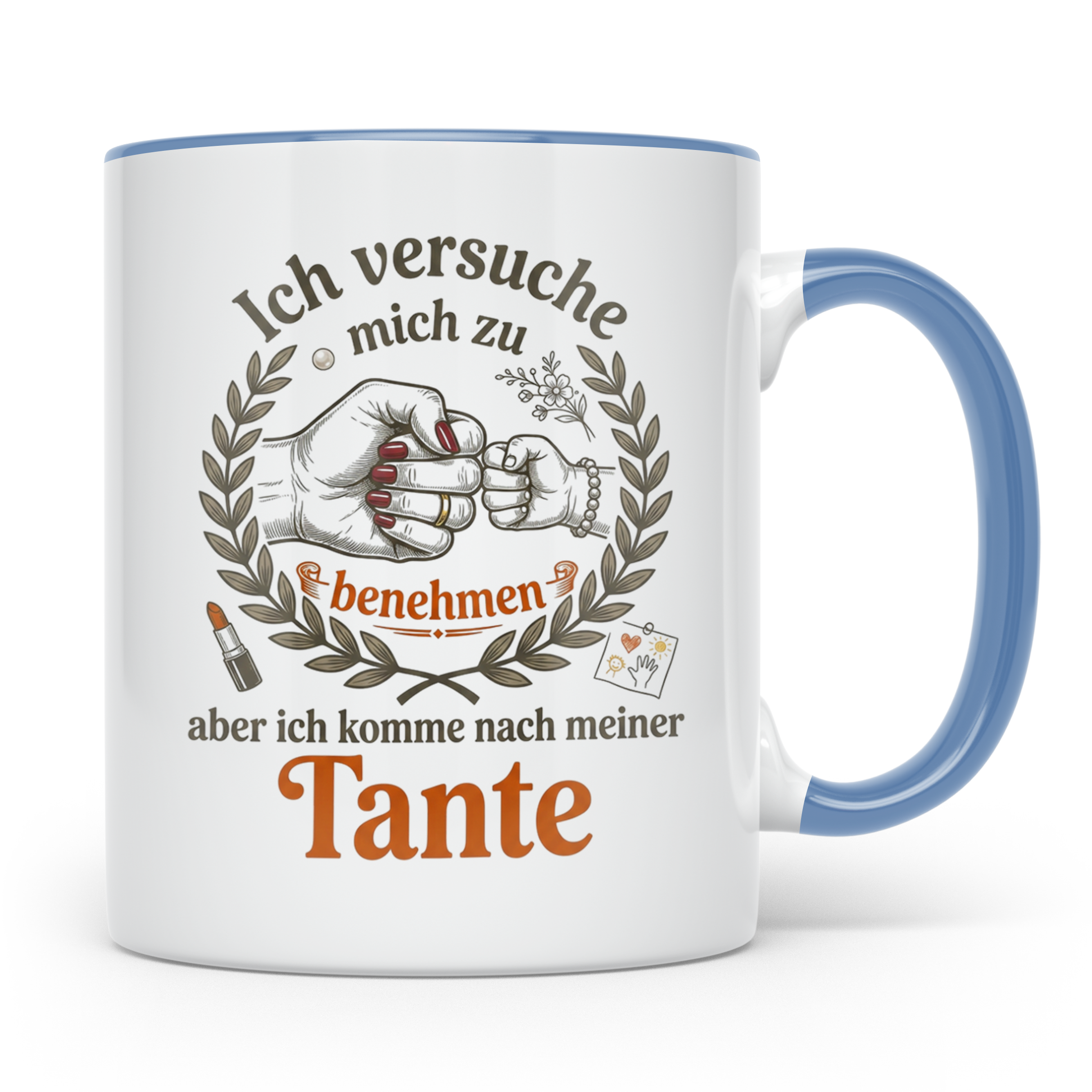 Tante Tasse mit Spruch 'Ich komme nach meiner Tante' Lustige – Blau [farbe:blau]
