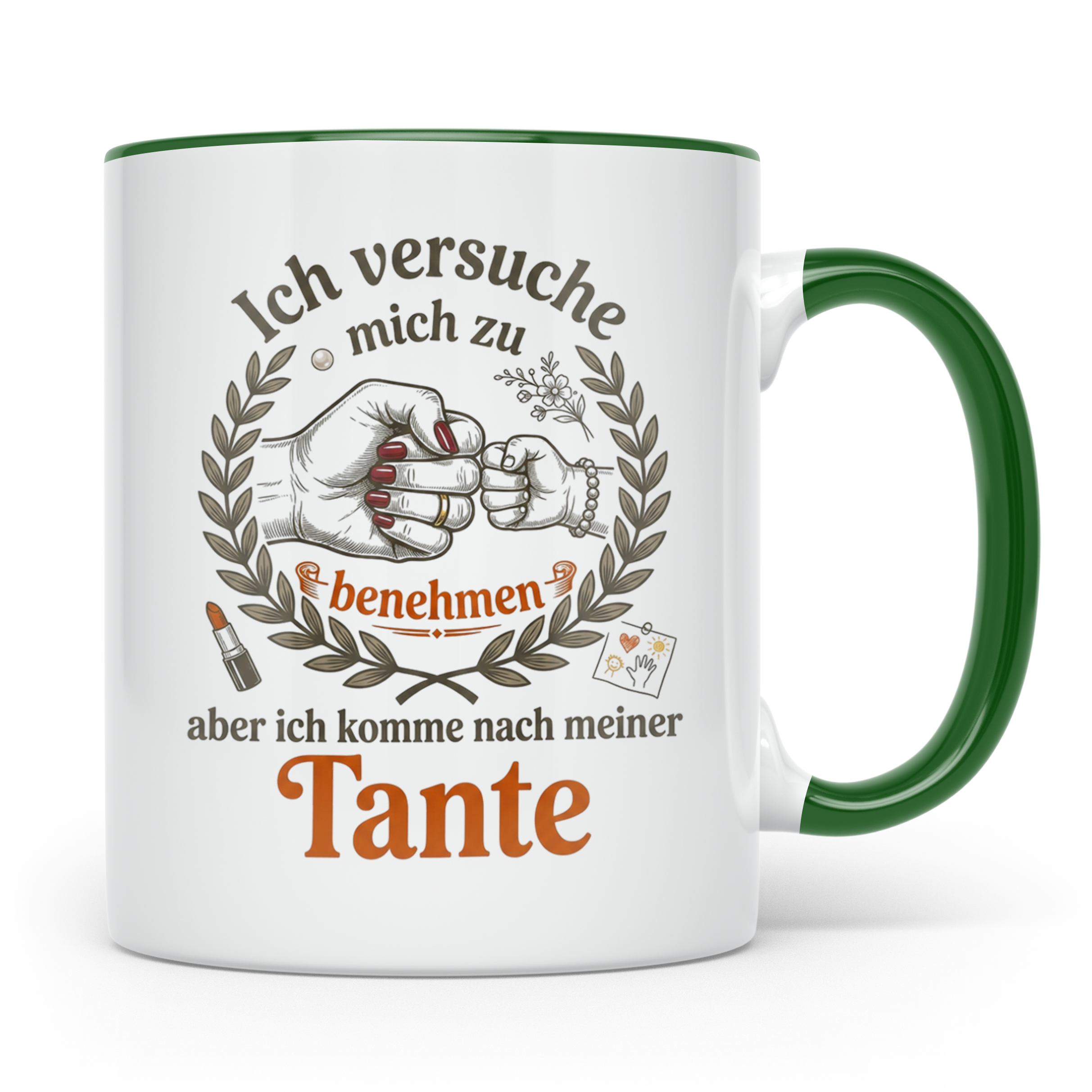 Tante Tasse mit Spruch 'Ich komme nach meiner Tante' Lustige – Grün [farbe:grün]