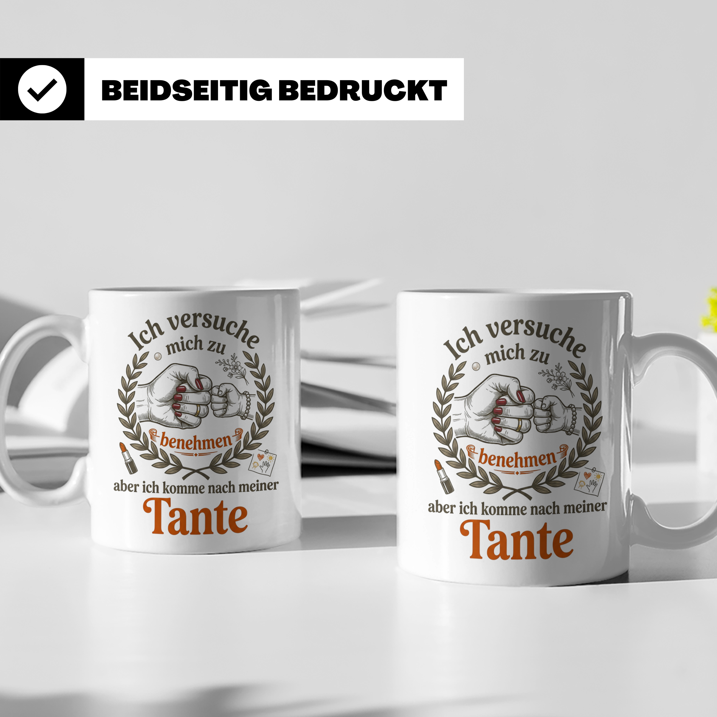 Tante Tasse mit Spruch 'Ich komme nach meiner Tante' Lustige – Weiß [farbe:weiß]