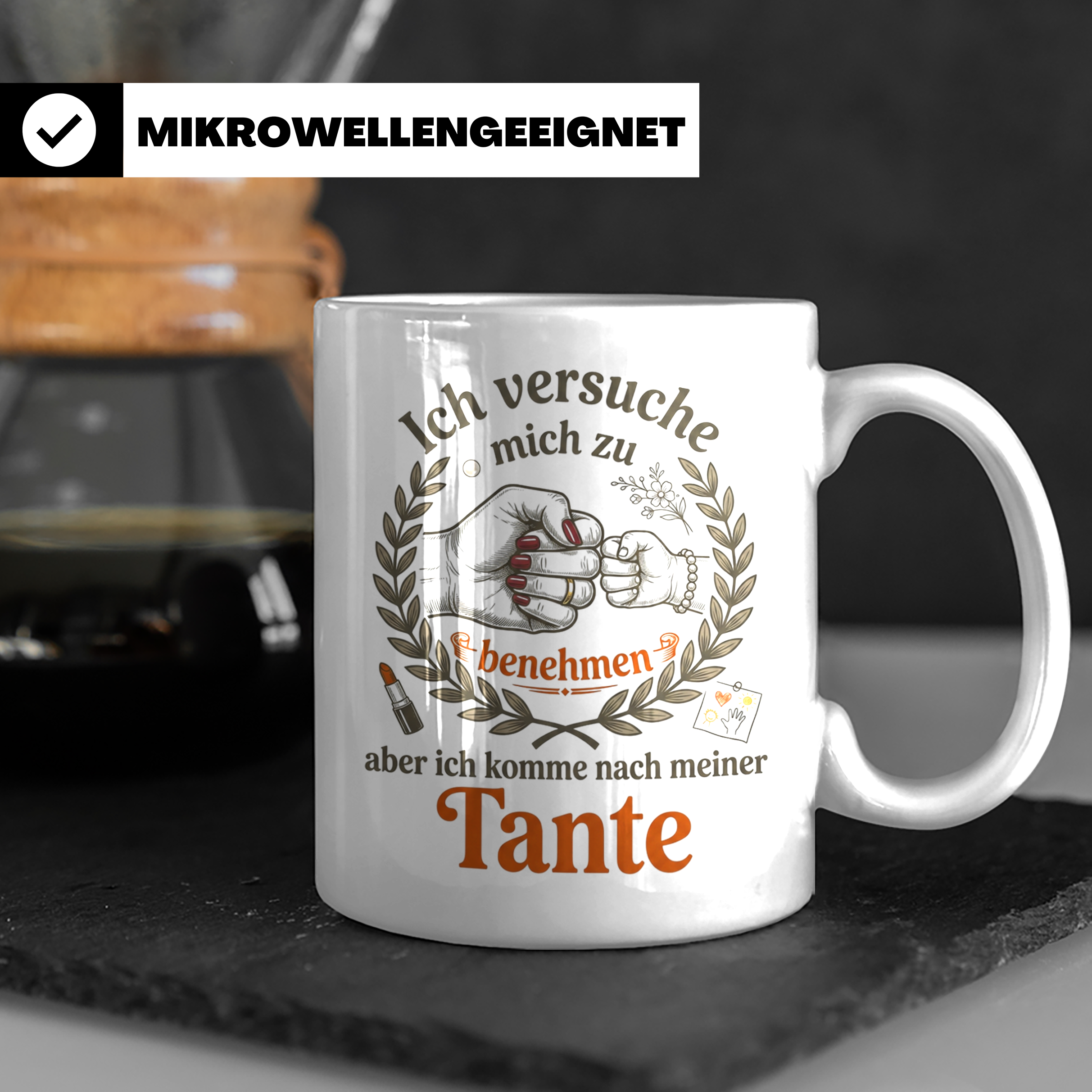 Tante Tasse mit Spruch 'Ich komme nach meiner Tante' Lustige – Weiß [farbe:weiß]