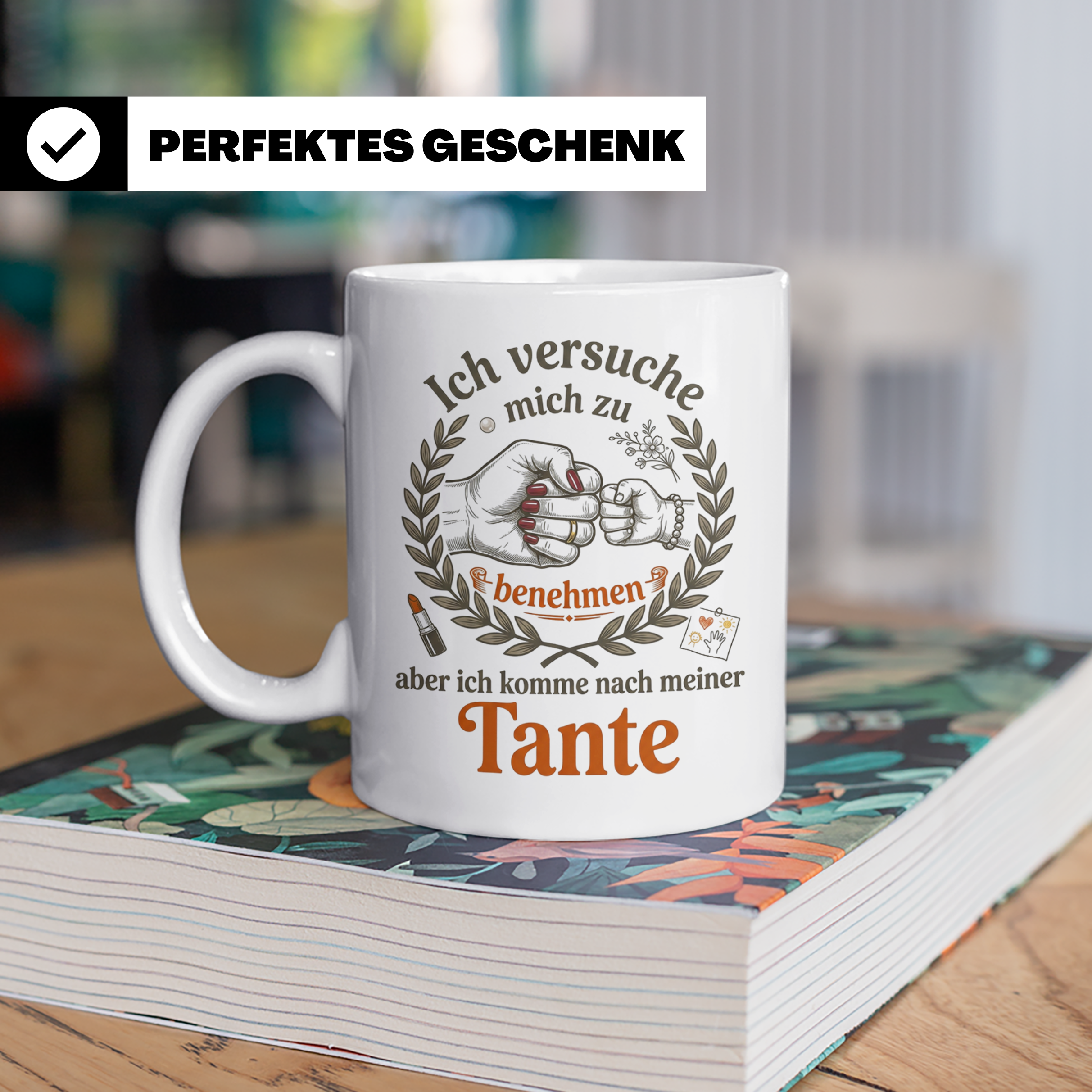 Tante Tasse mit Spruch 'Ich komme nach meiner Tante' Lustige – Weiß [farbe:weiß]