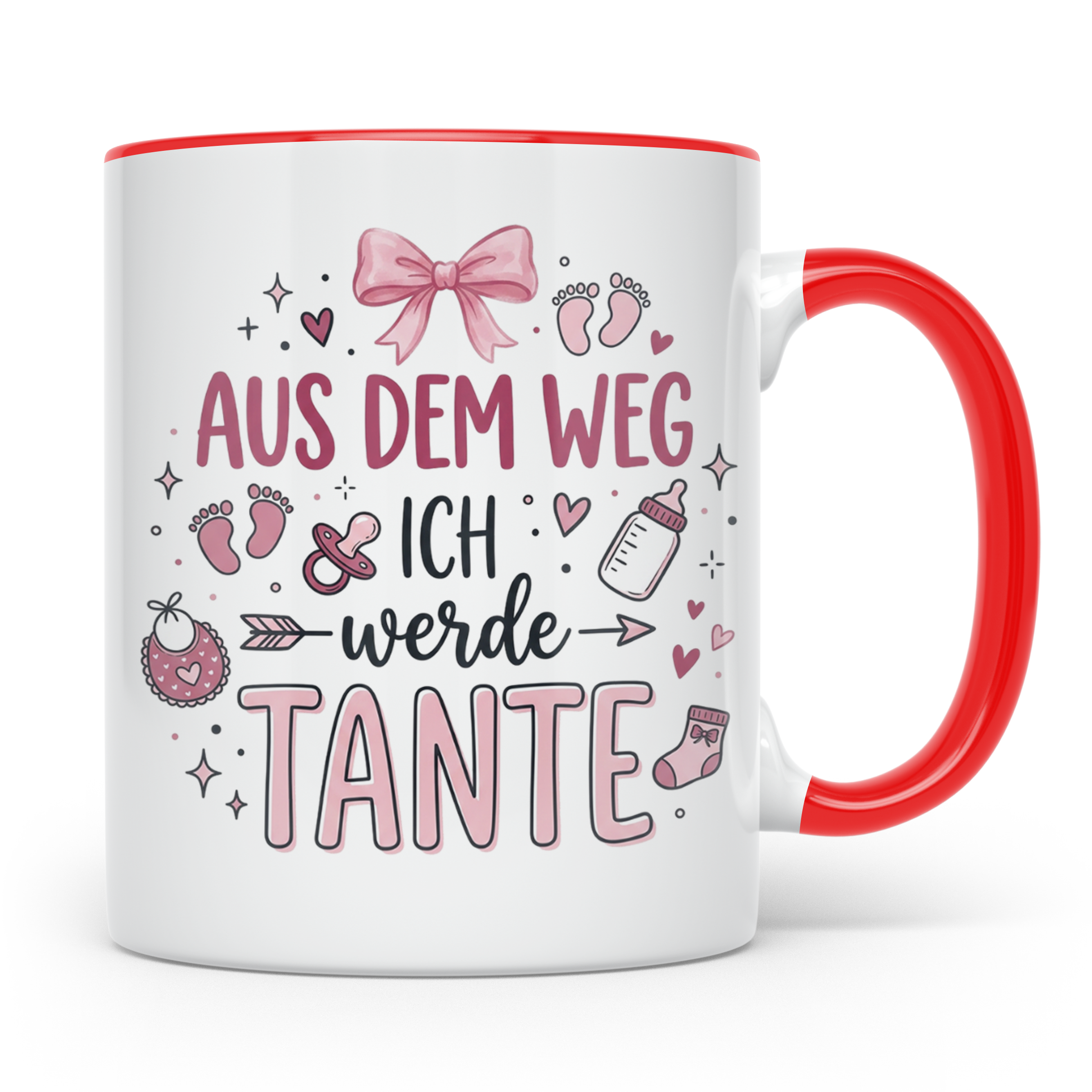 Werdende Tante Tasse Aus dem Weg ich werde Tante Geschenk Sc – Rot [farbe:rot]