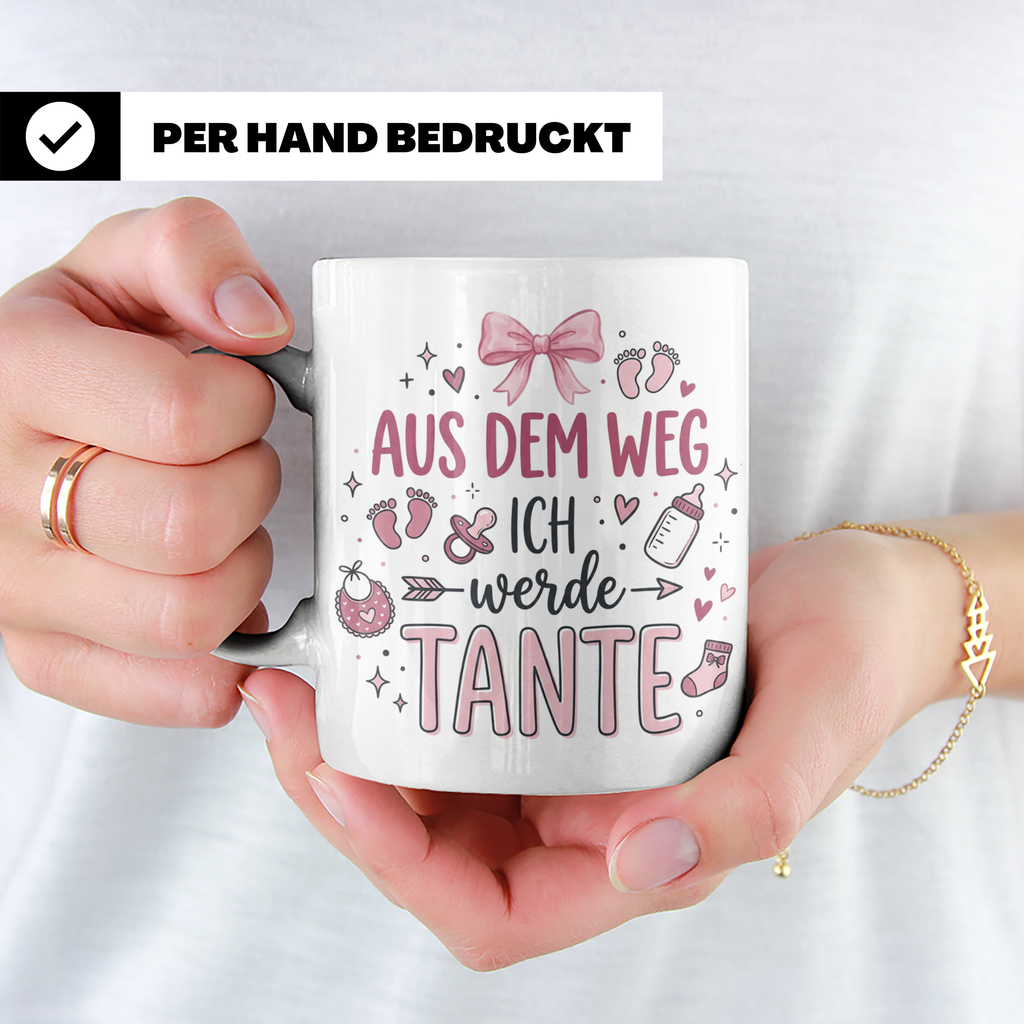 Werdende Tante Tasse Aus dem Weg ich werde Tante Geschenk Sc – Weiß [farbe:weiß]
