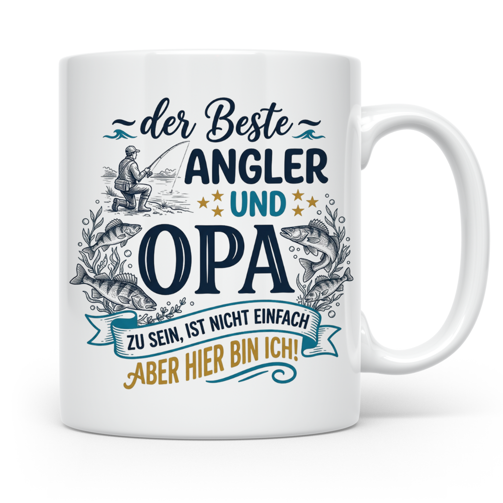 Angler Opa Tasse mit Spruch der Beste Angler und Opa | Gesch – Weiß [farbe:weiß]