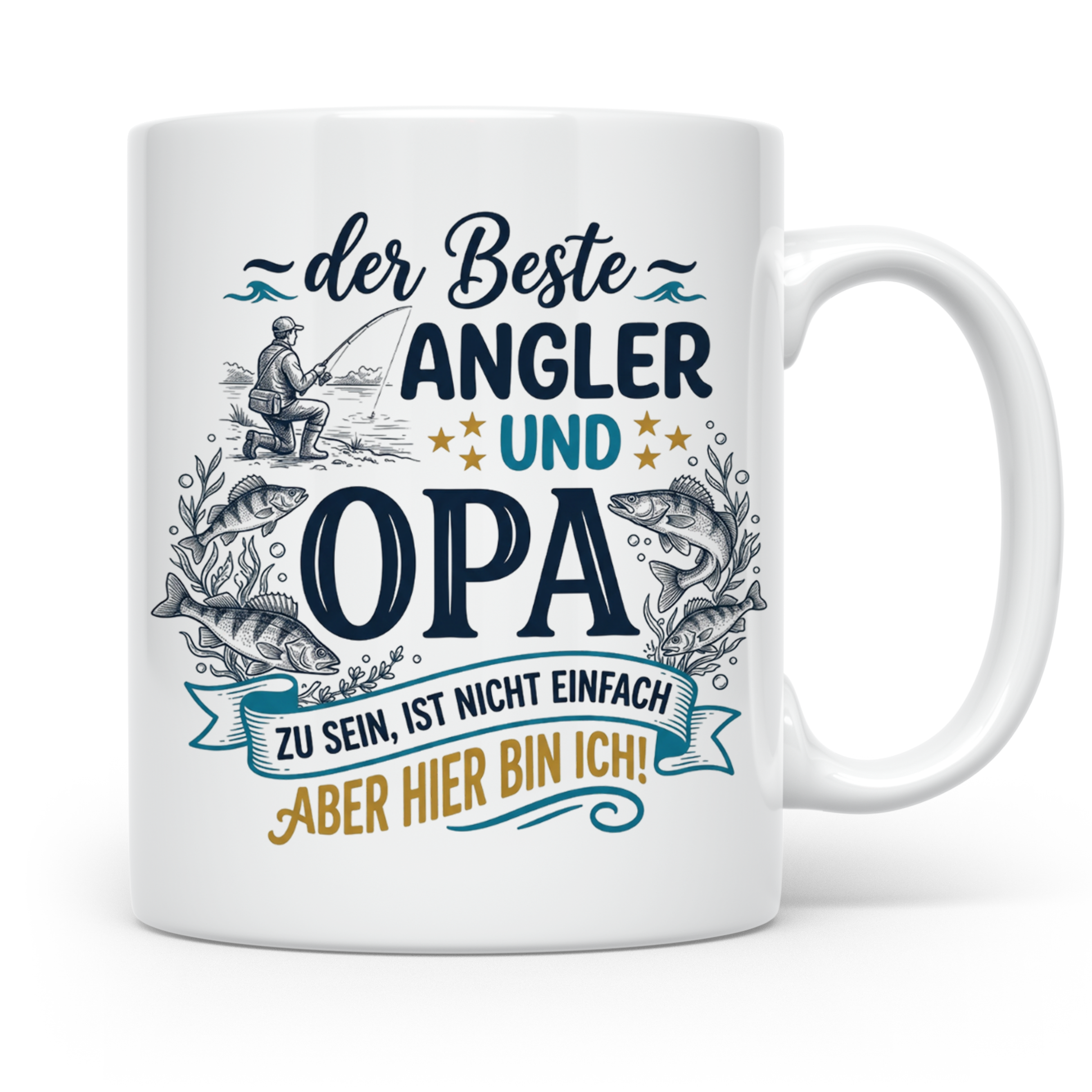 Angler Opa Tasse mit Spruch der Beste Angler und Opa | Gesch – Weiß [farbe:weiß]