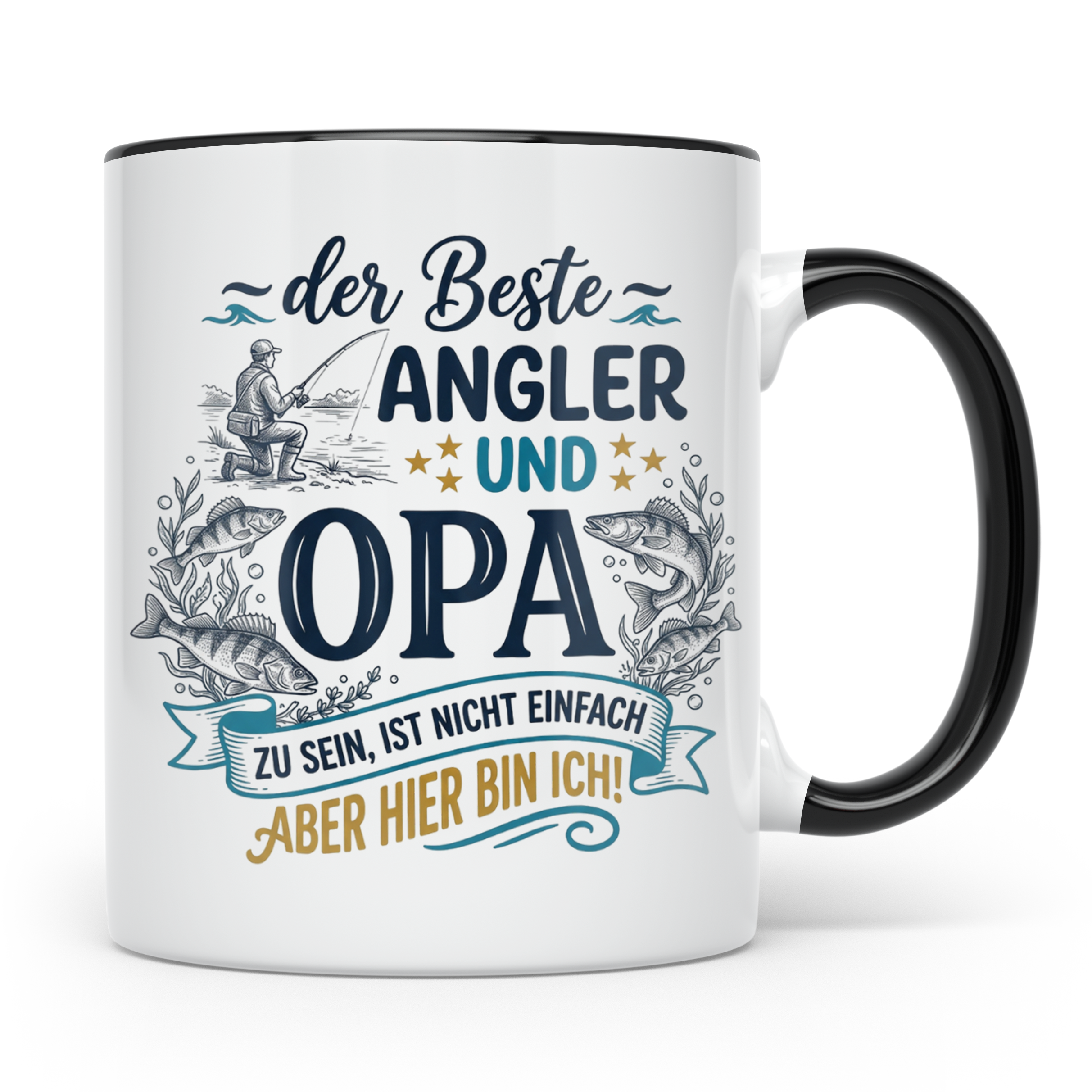 Angler Opa Tasse mit Spruch der Beste Angler und Opa | Gesch – Schwarz [farbe:schwarz]