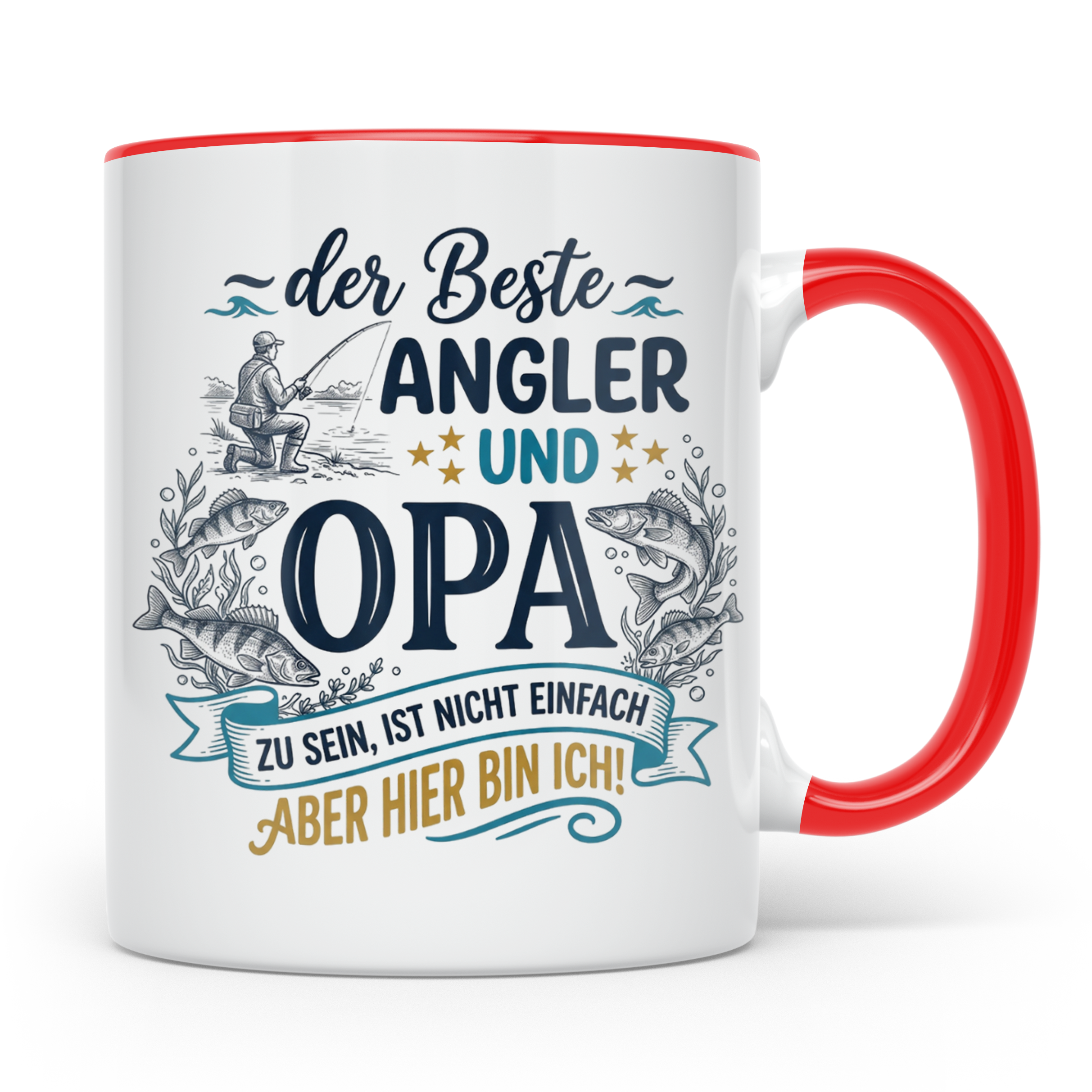 Angler Opa Tasse mit Spruch der Beste Angler und Opa | Gesch – Rot [farbe:rot]