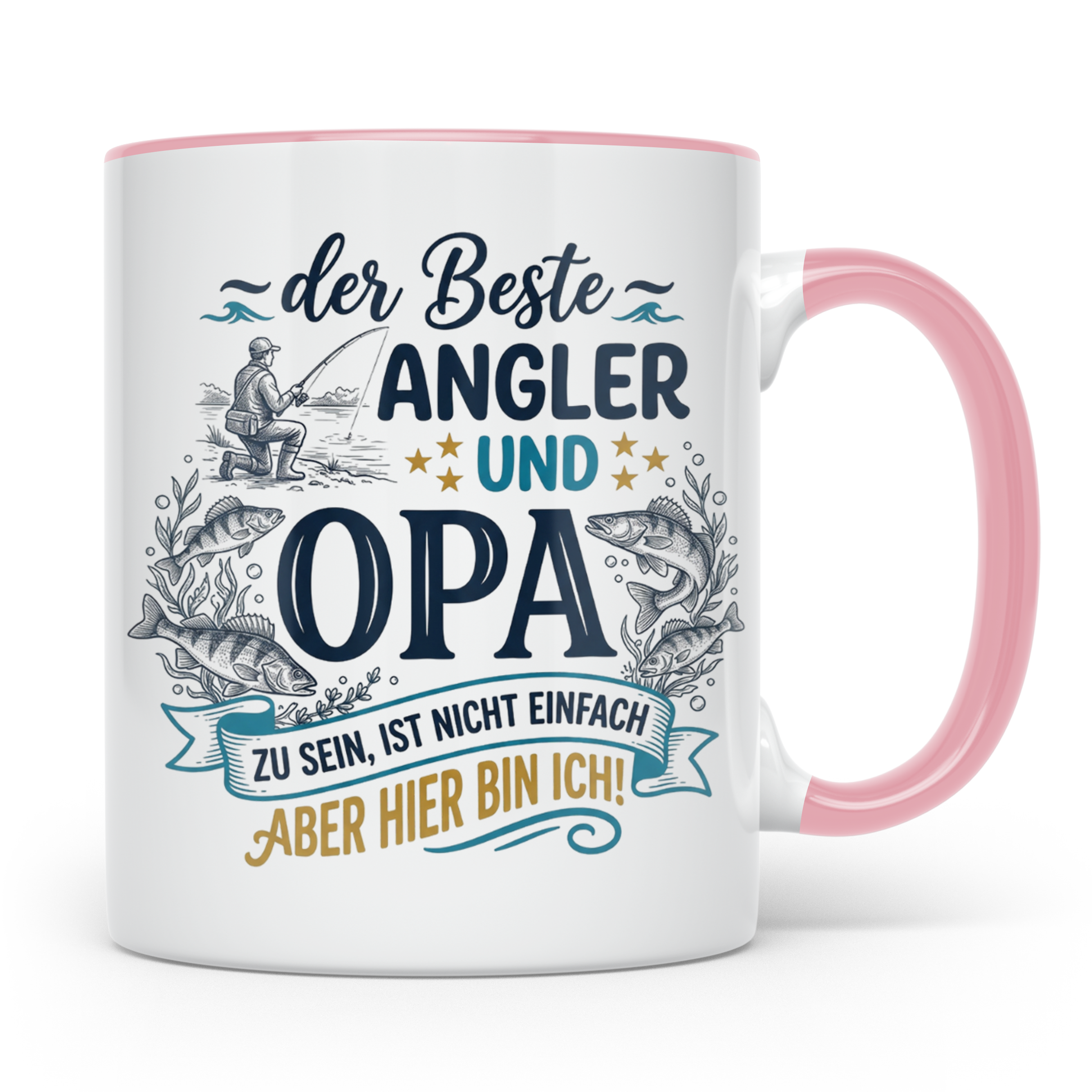 Angler Opa Tasse mit Spruch der Beste Angler und Opa | Gesch – Rosa [farbe:rosa]