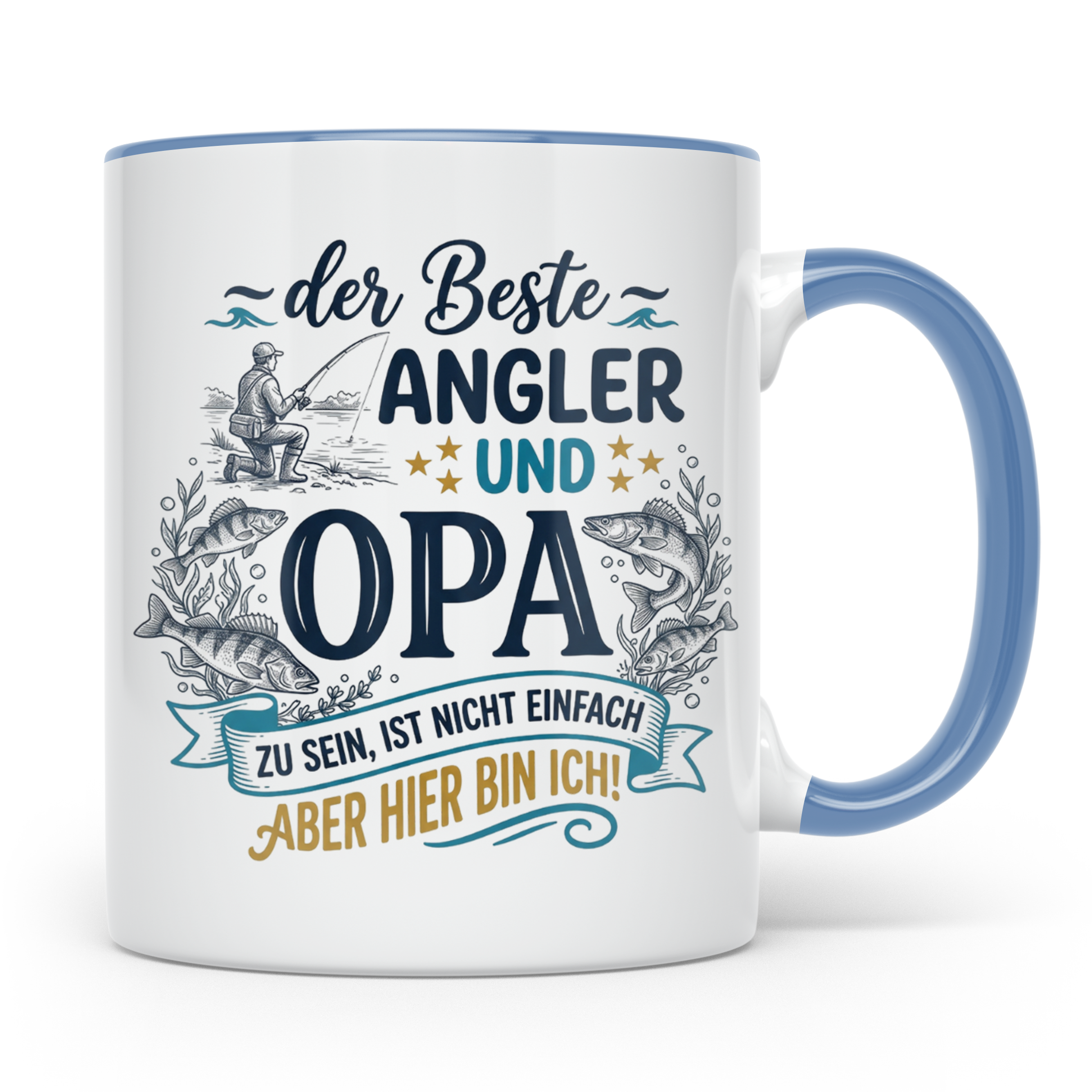 Angler Opa Tasse mit Spruch der Beste Angler und Opa | Gesch – Blau [farbe:blau]