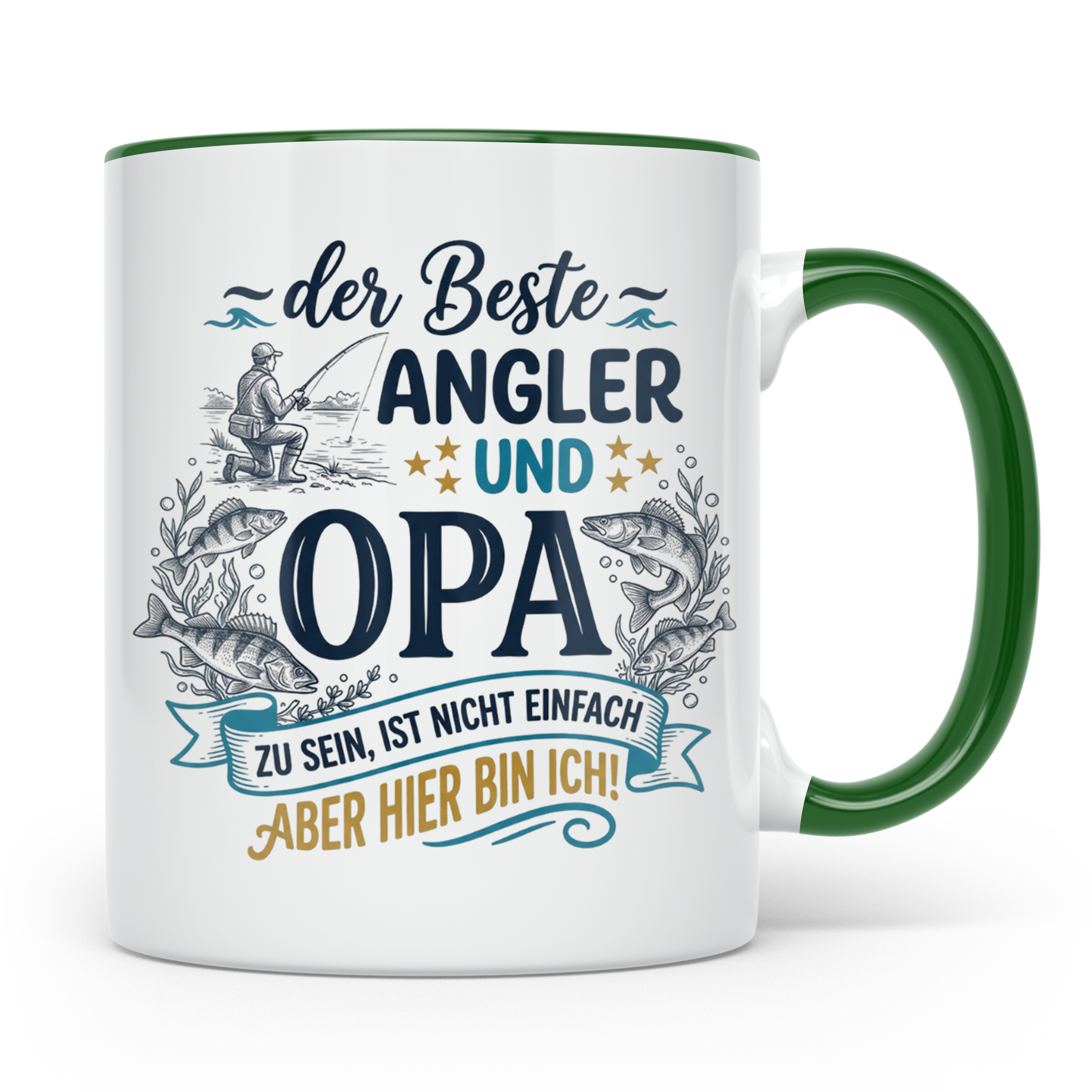 Angler Opa Tasse mit Spruch der Beste Angler und Opa | Gesch – Grün [farbe:grün]