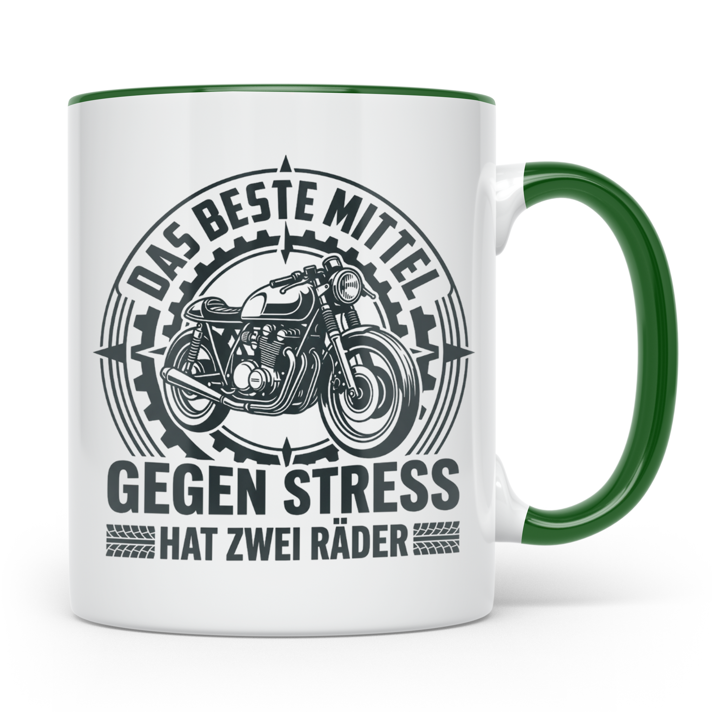 Motorrad Tasse gegen Stress hat zwei Räder | Biker Spruch Ka – Grün [farbe:grün]