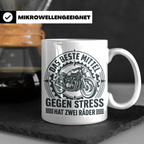 Motorrad Tasse gegen Stress hat zwei Räder | Biker Spruch Ka – Weiß [farbe:weiß]