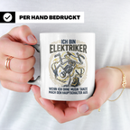 Elektriker Tasse mit lustigem Spruch Stromschlag Skelett, Ka – Weiß [farbe:weiß]